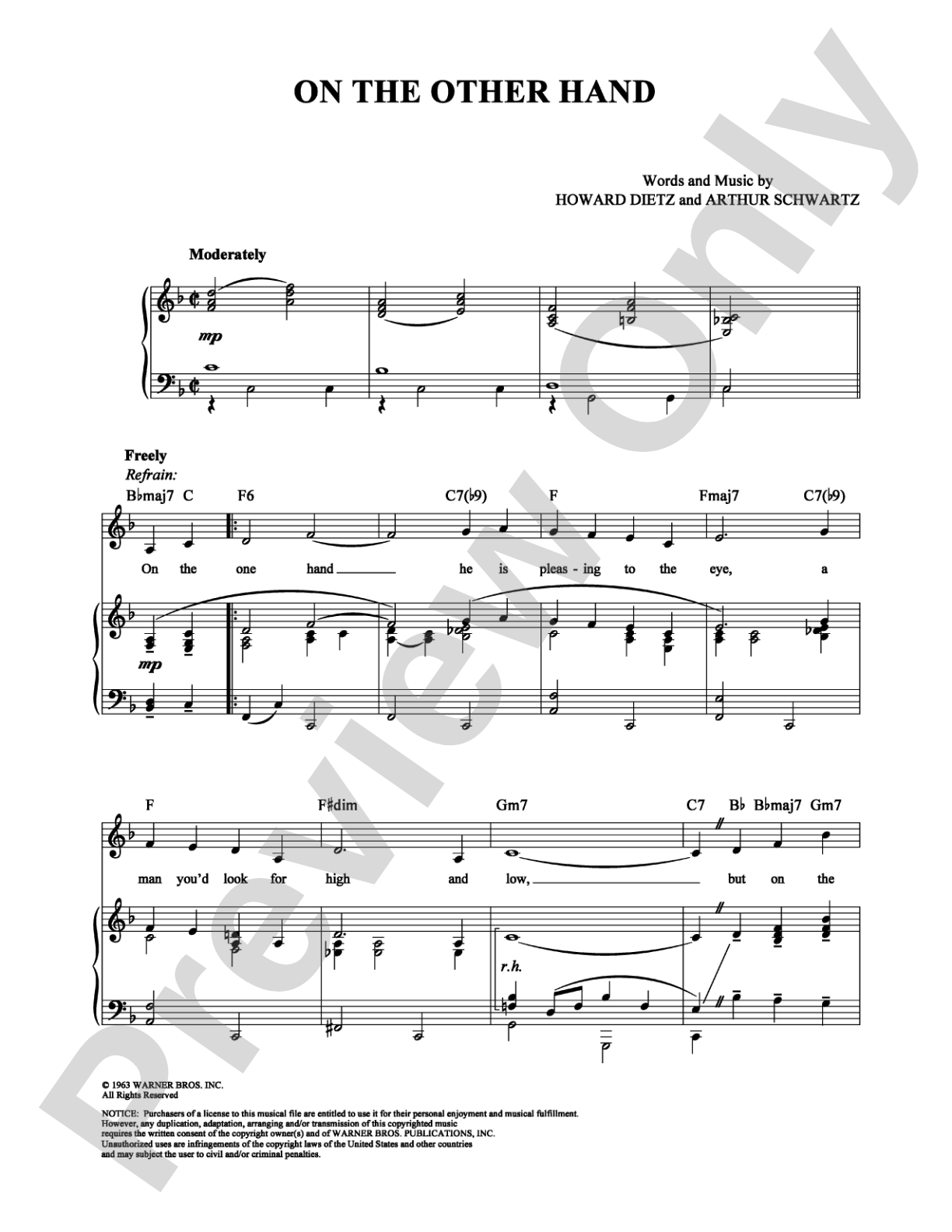 On the Other Hand: Piano/Vocal/Chords Digital Sheet Music