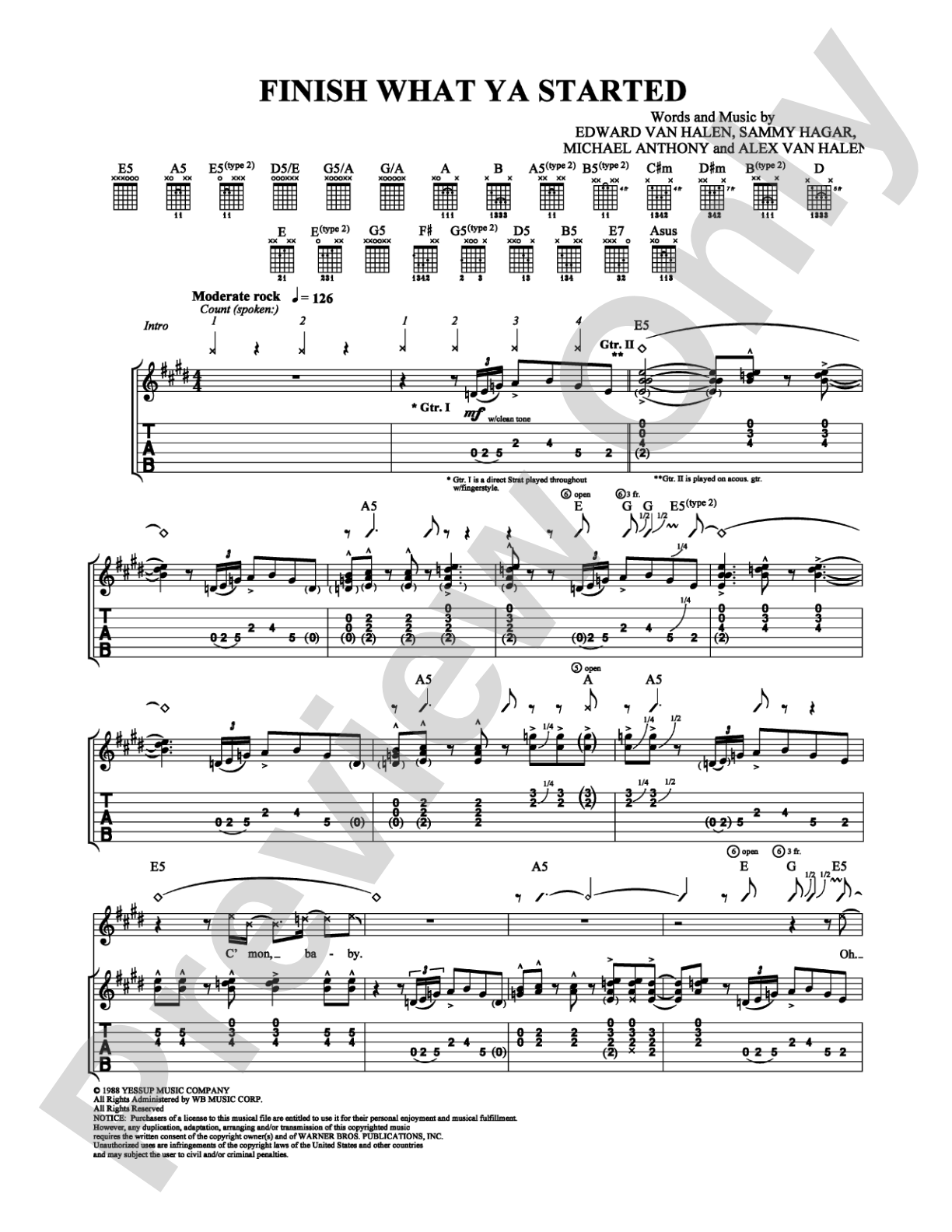 Finish What Ya Started: Guitar TAB Digital Sheet Music