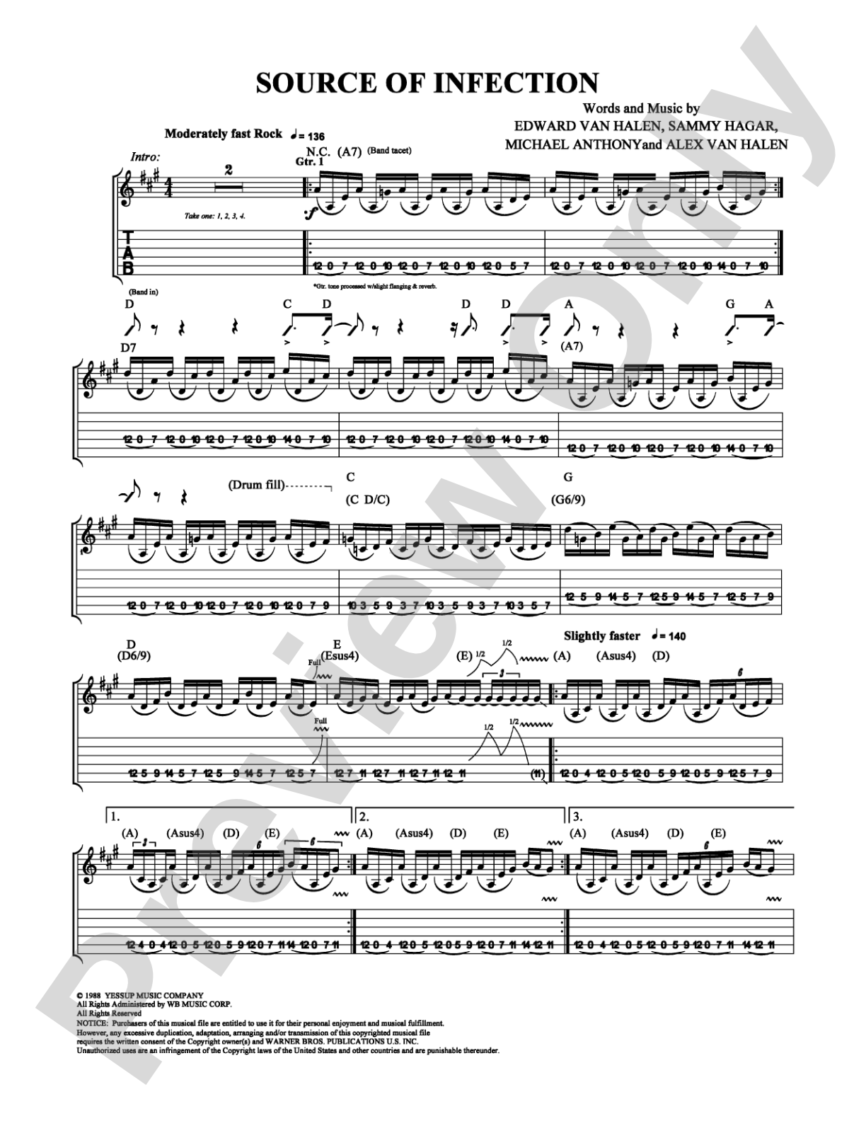 Source of Infection: Guitar TAB Digital Sheet Music