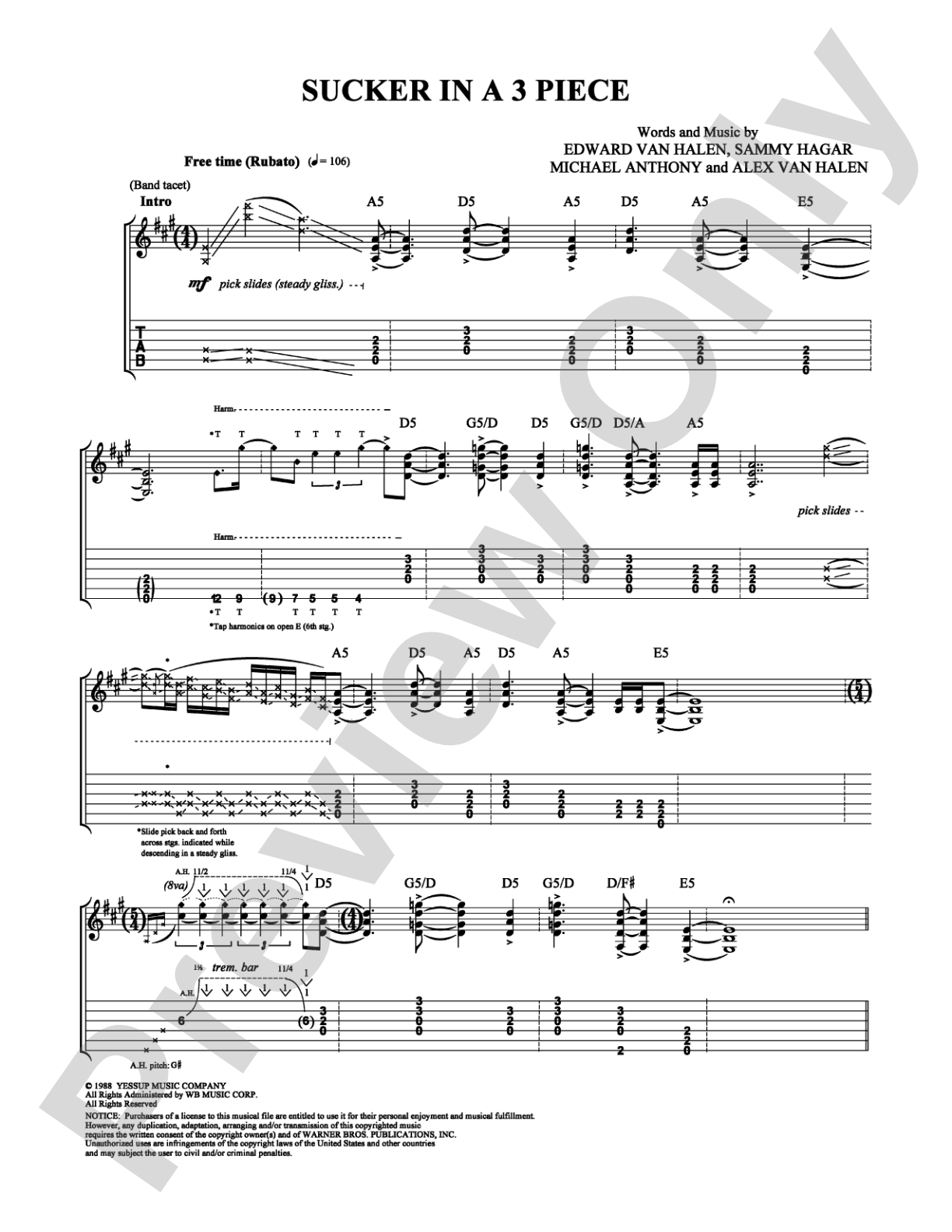 Sucker in a 3 Piece: Guitar TAB Digital Sheet Music