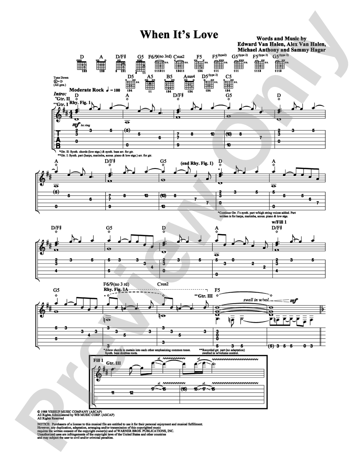 When It's Love: Guitar TAB Digital Sheet Music