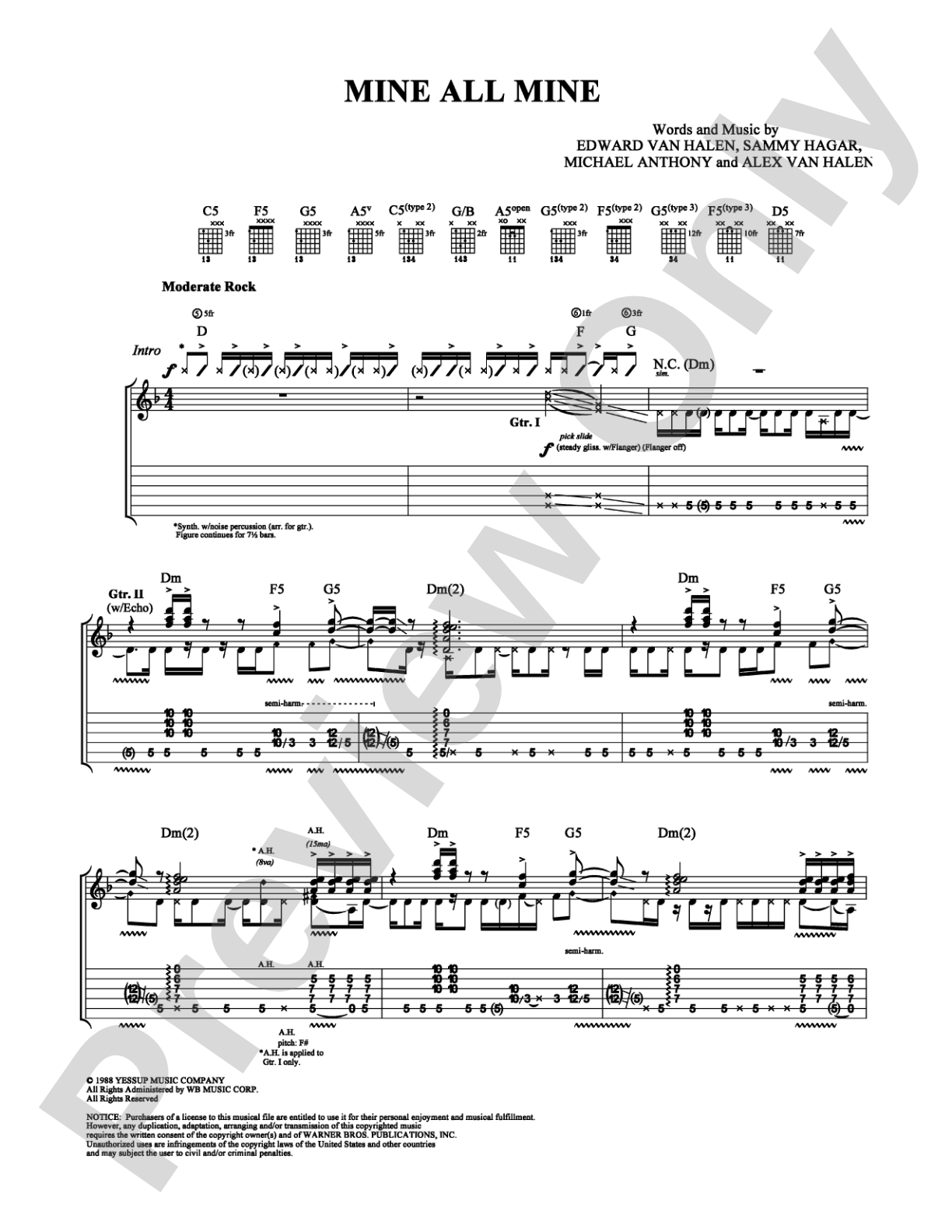Mine All Mine: Guitar TAB Digital Sheet Music