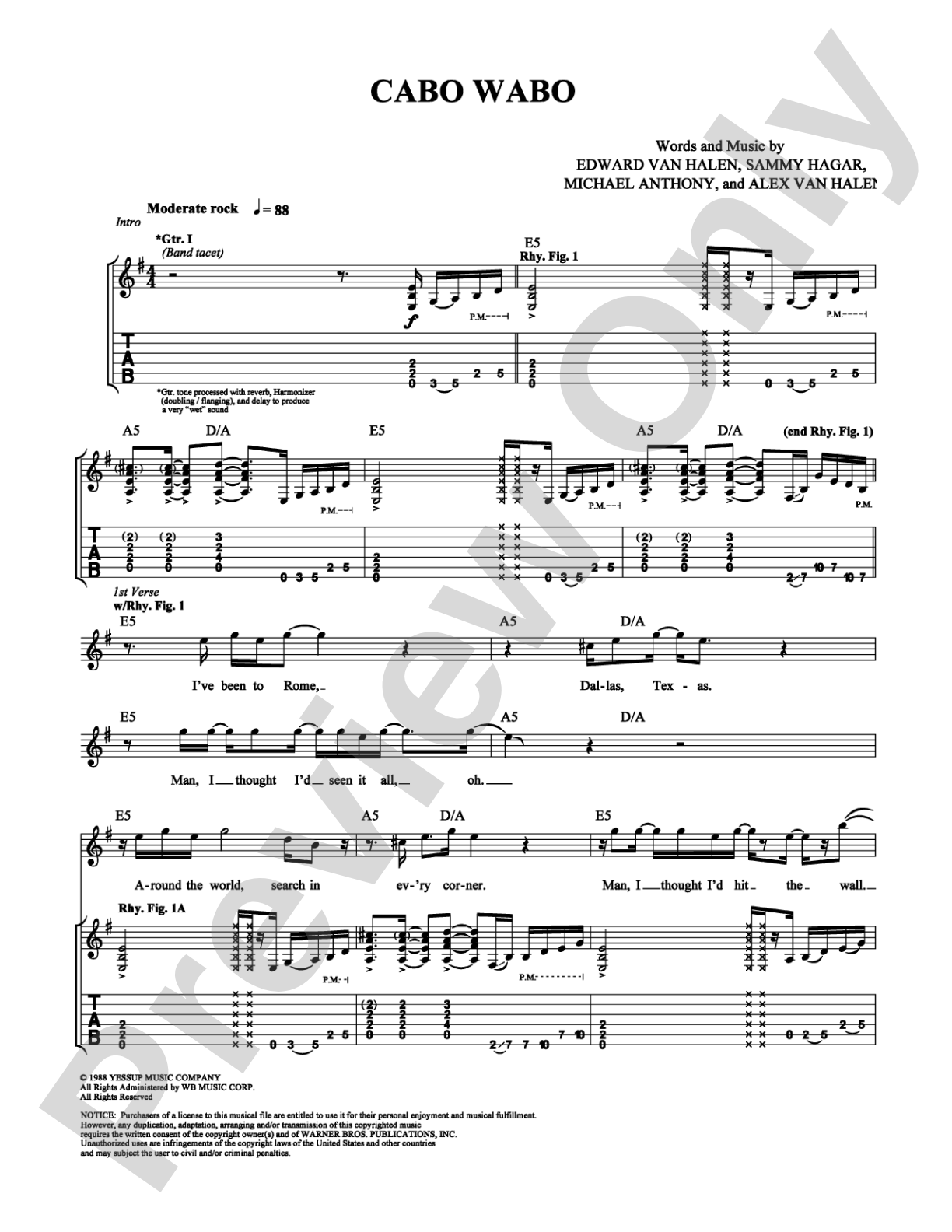 Cabo Wabo: Guitar TAB Digital Sheet Music