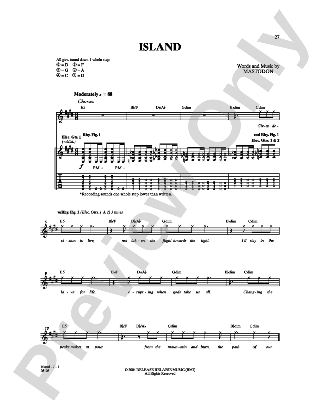 Island: Guitar TAB Digital Sheet Music