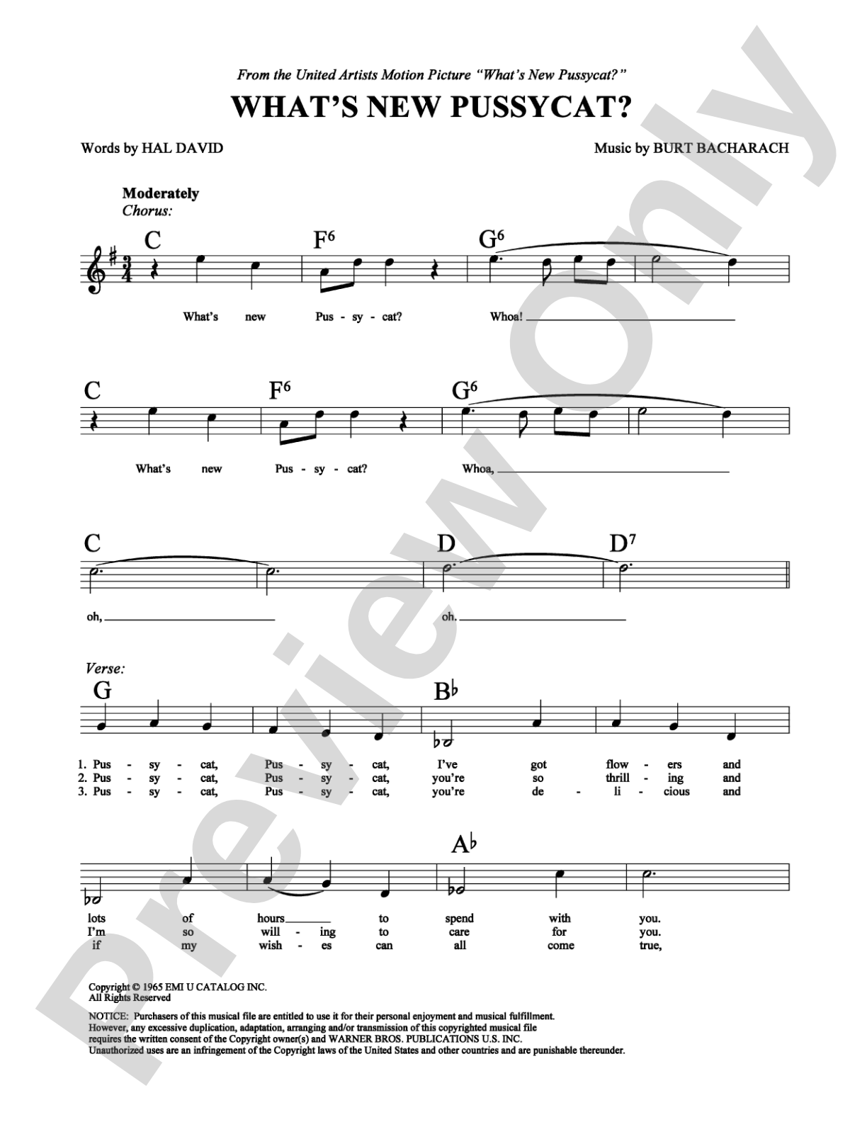 What's New Pussycat?: Lead Sheet Digital Sheet Music
