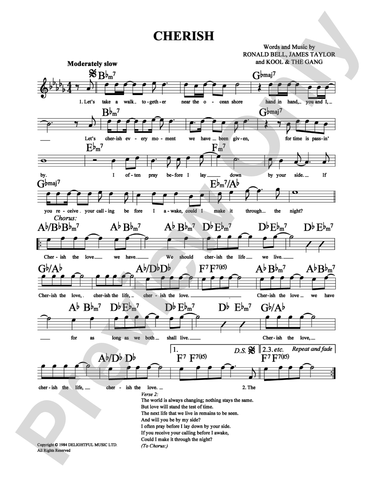 Cherish: Lead Sheet Digital Sheet Music