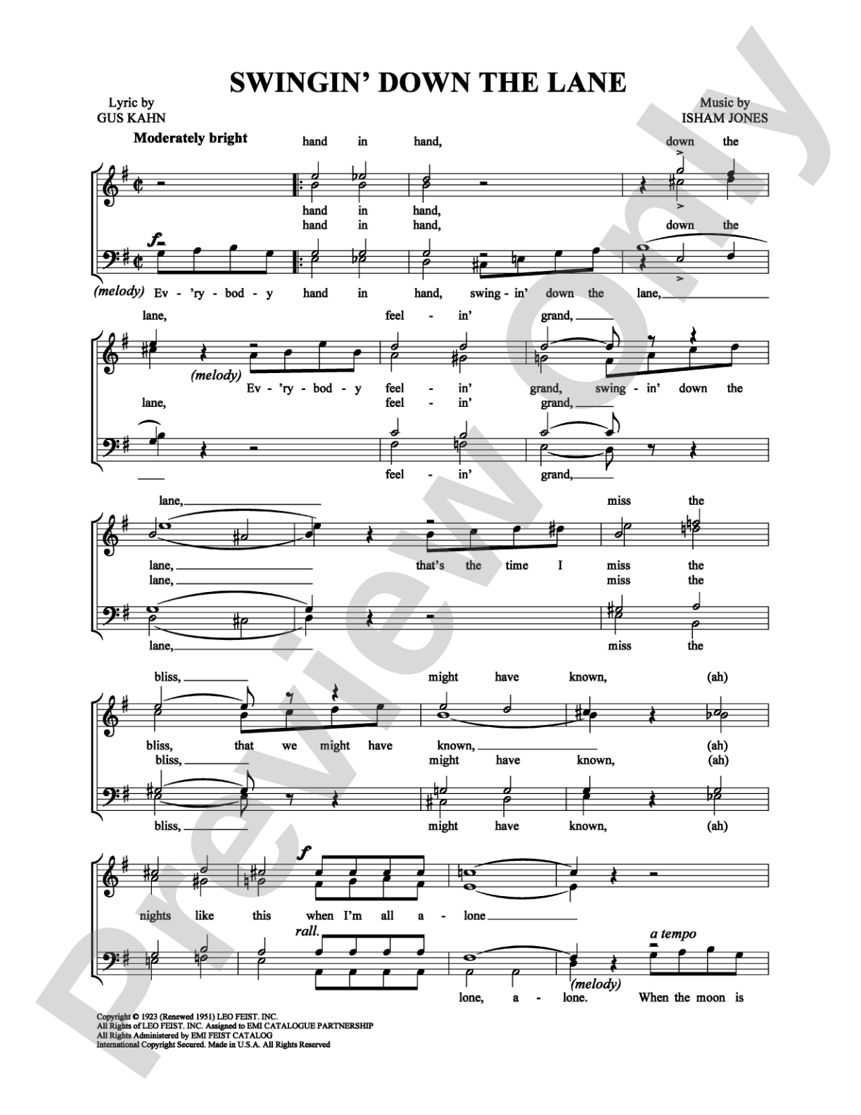 Swingin' Down the Lane: Vocal Group Digital Sheet Music