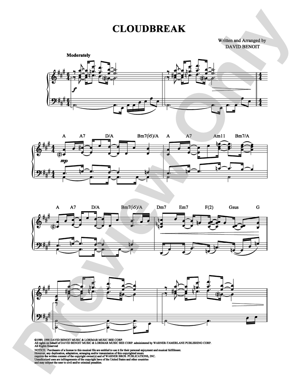 Cloudbreak: Piano Digital Sheet Music