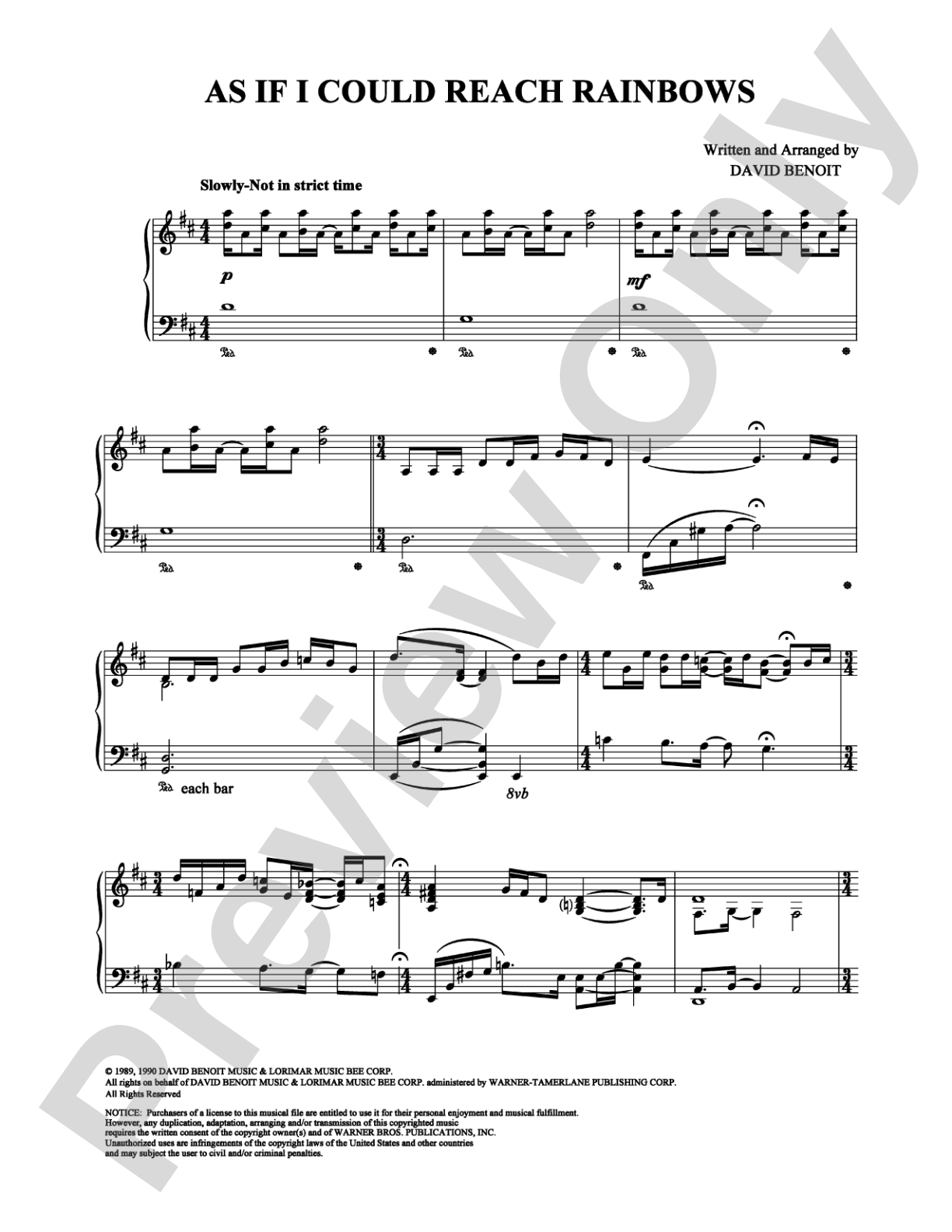 As If I Could Reach Rainbows: Piano Digital Sheet Music