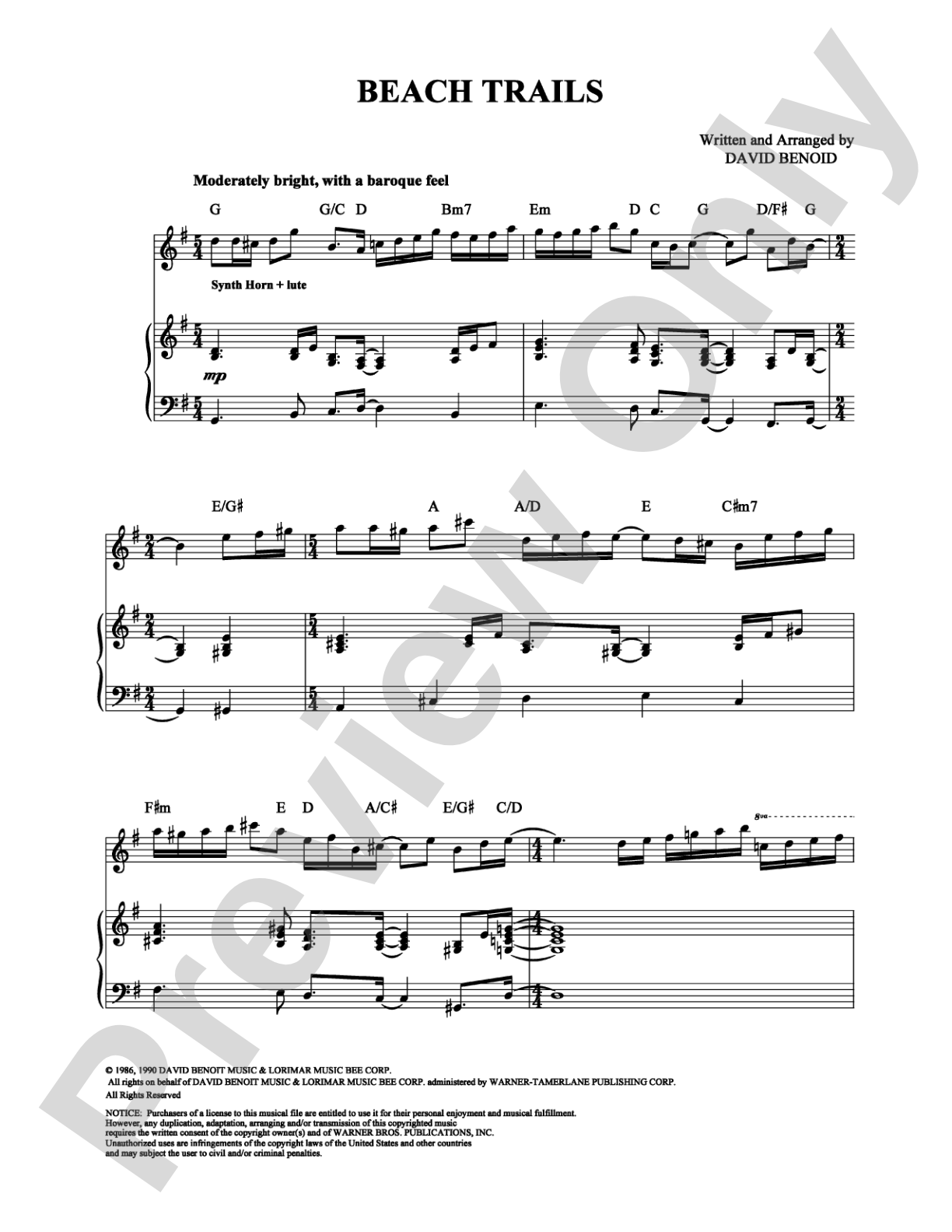 Beach Trails: Piano/Vocal/Chords Digital Sheet Music