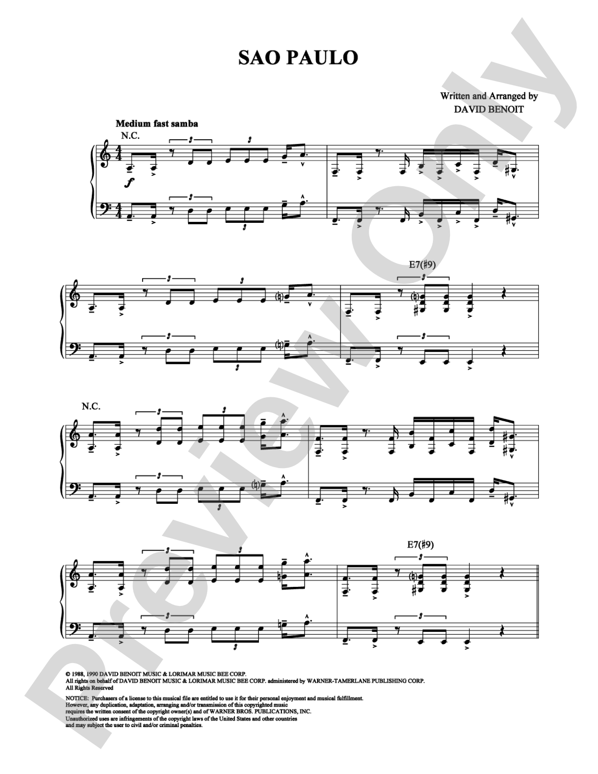 Sao Paulo: Piano Digital Sheet Music