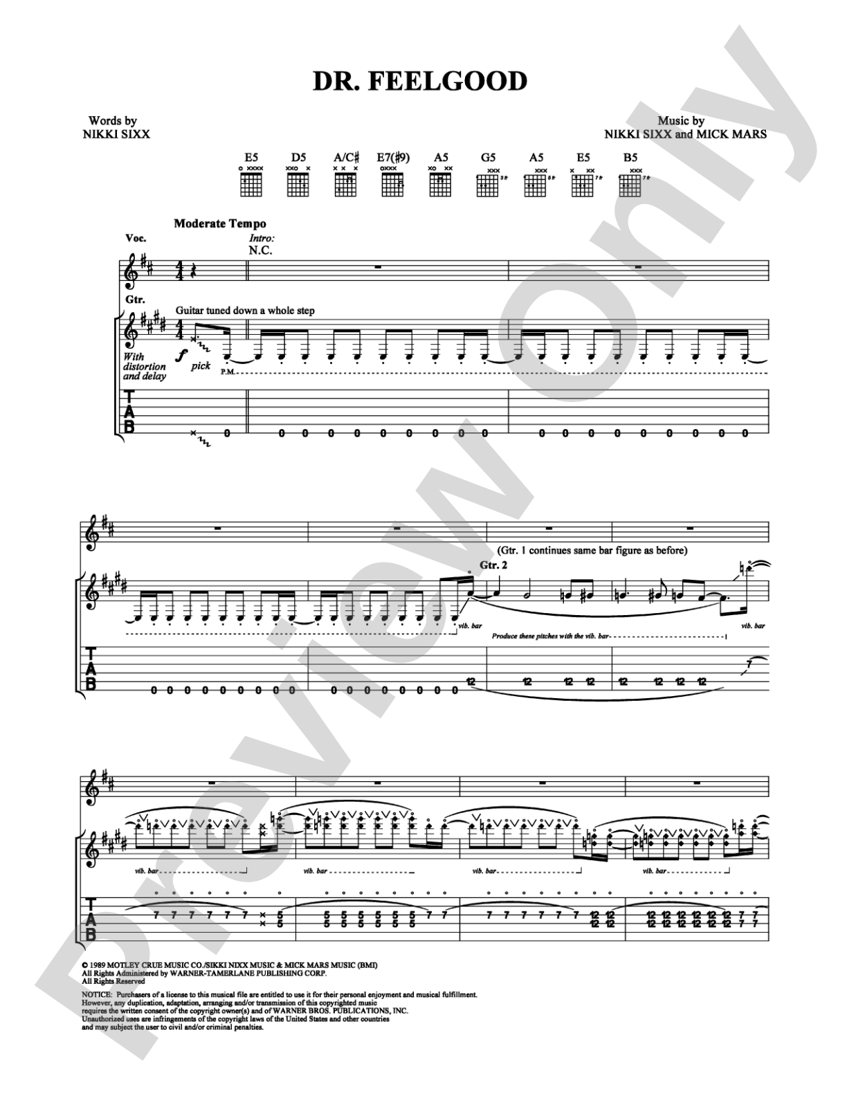 Dr. Feelgood: Guitar TAB Digital Sheet Music