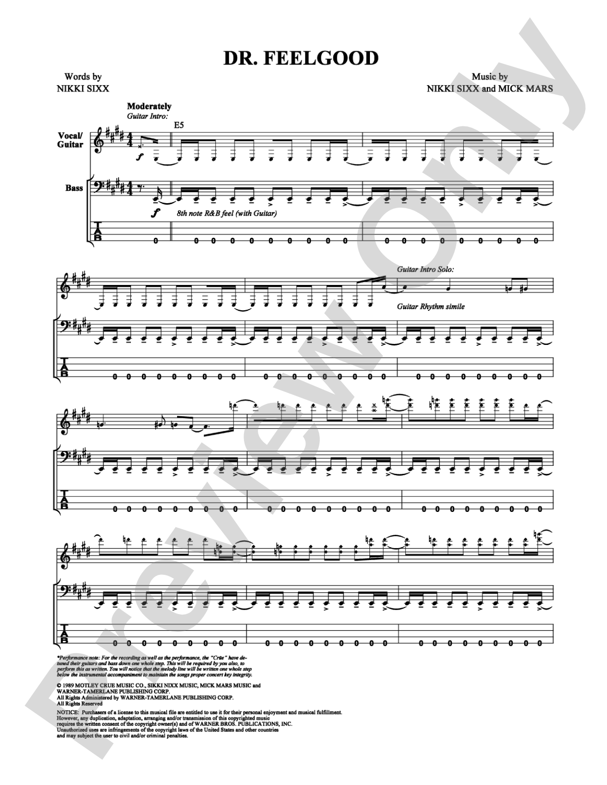 Dr. Feelgood: Bass TAB Digital Sheet Music