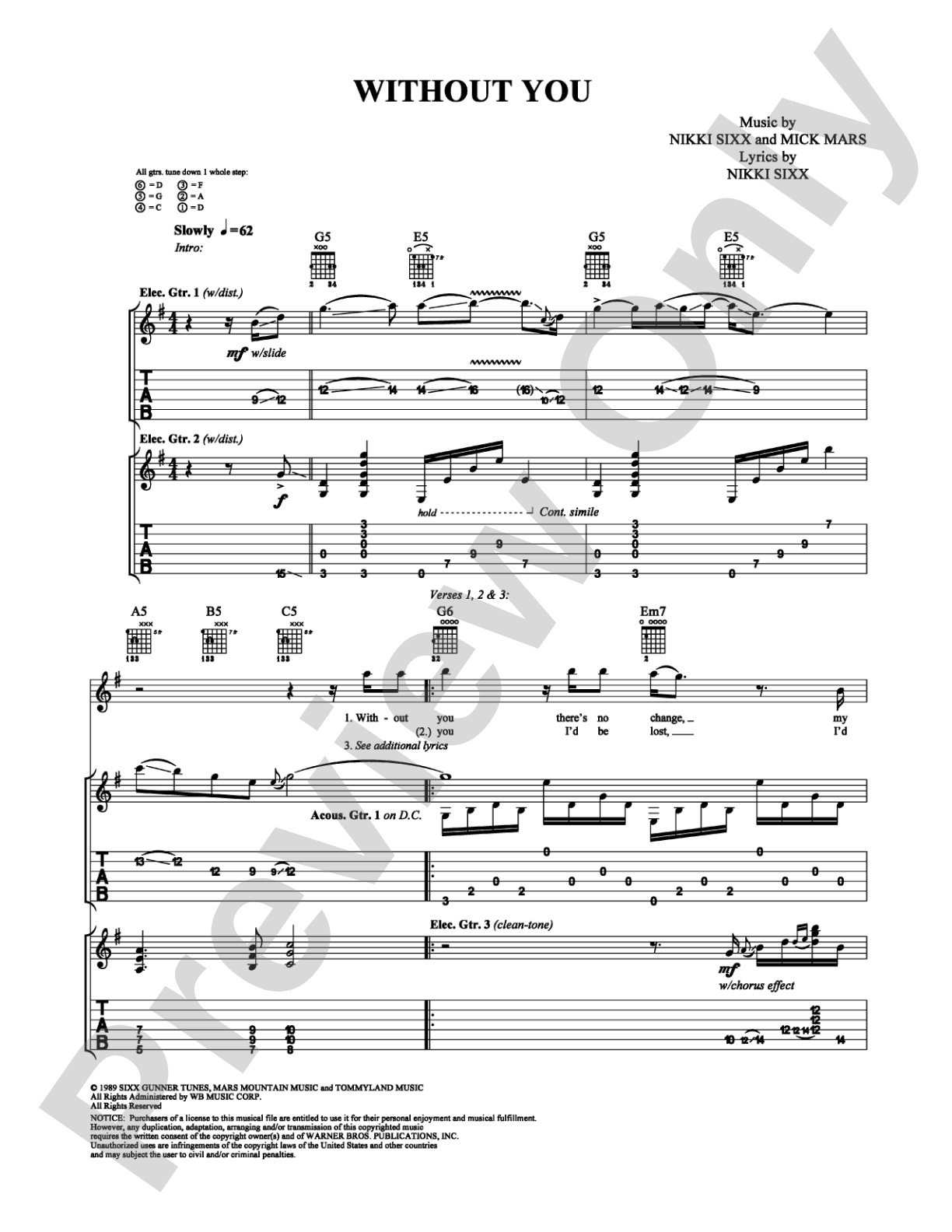 Without You: Guitar TAB Digital Sheet Music