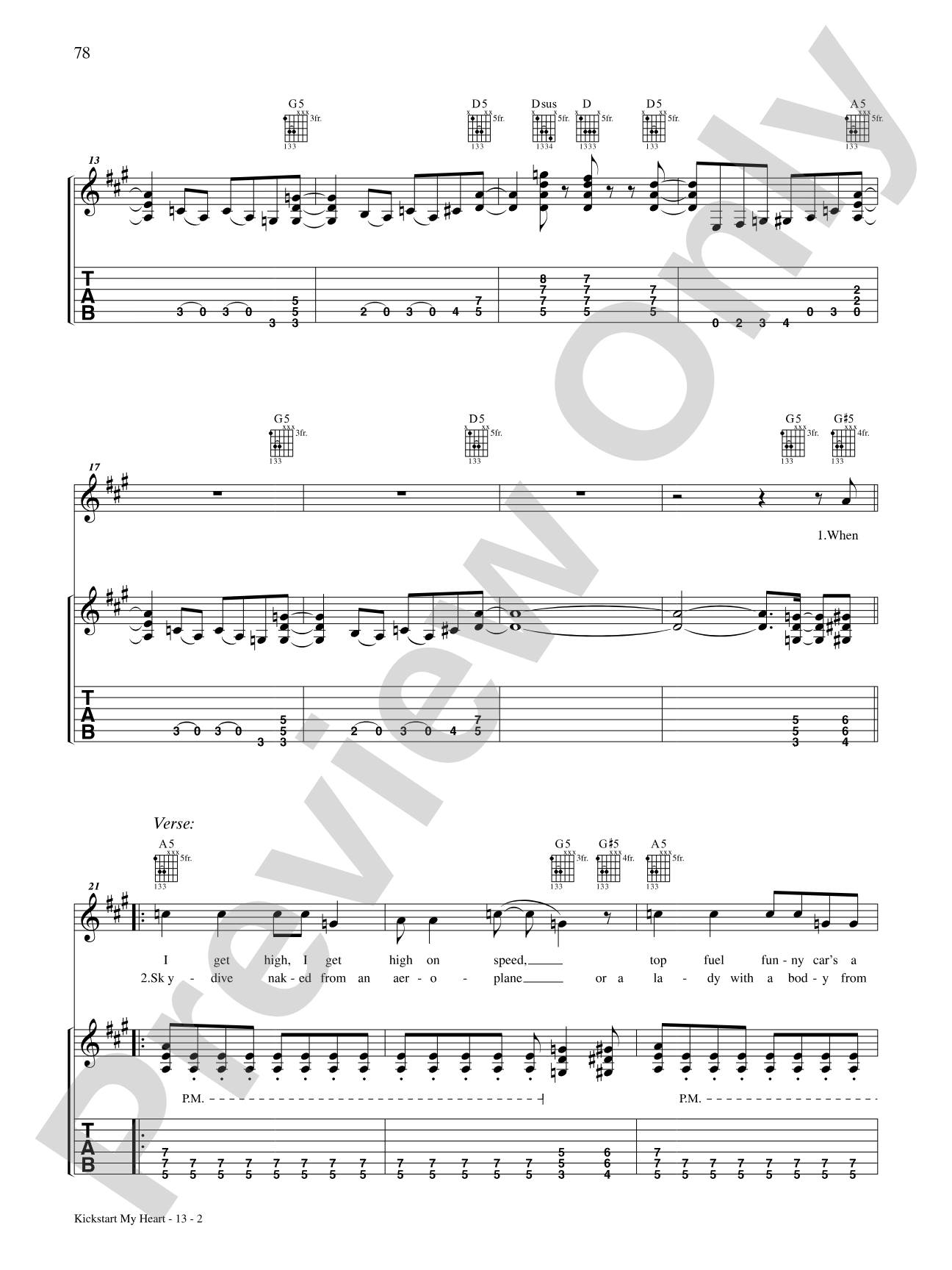 Kickstart My Heart: Guitar TAB