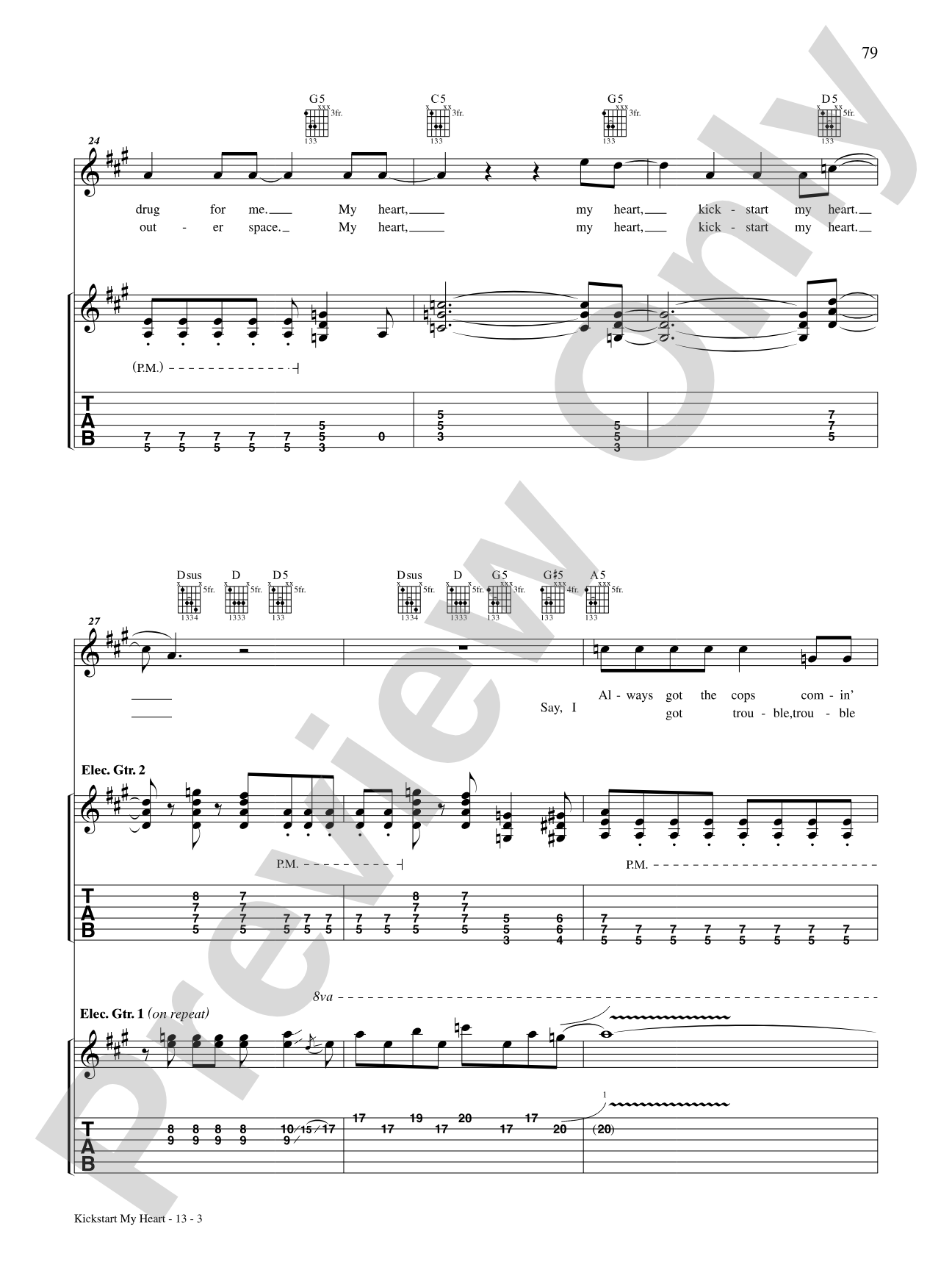 Kickstart My Heart: Guitar TAB
