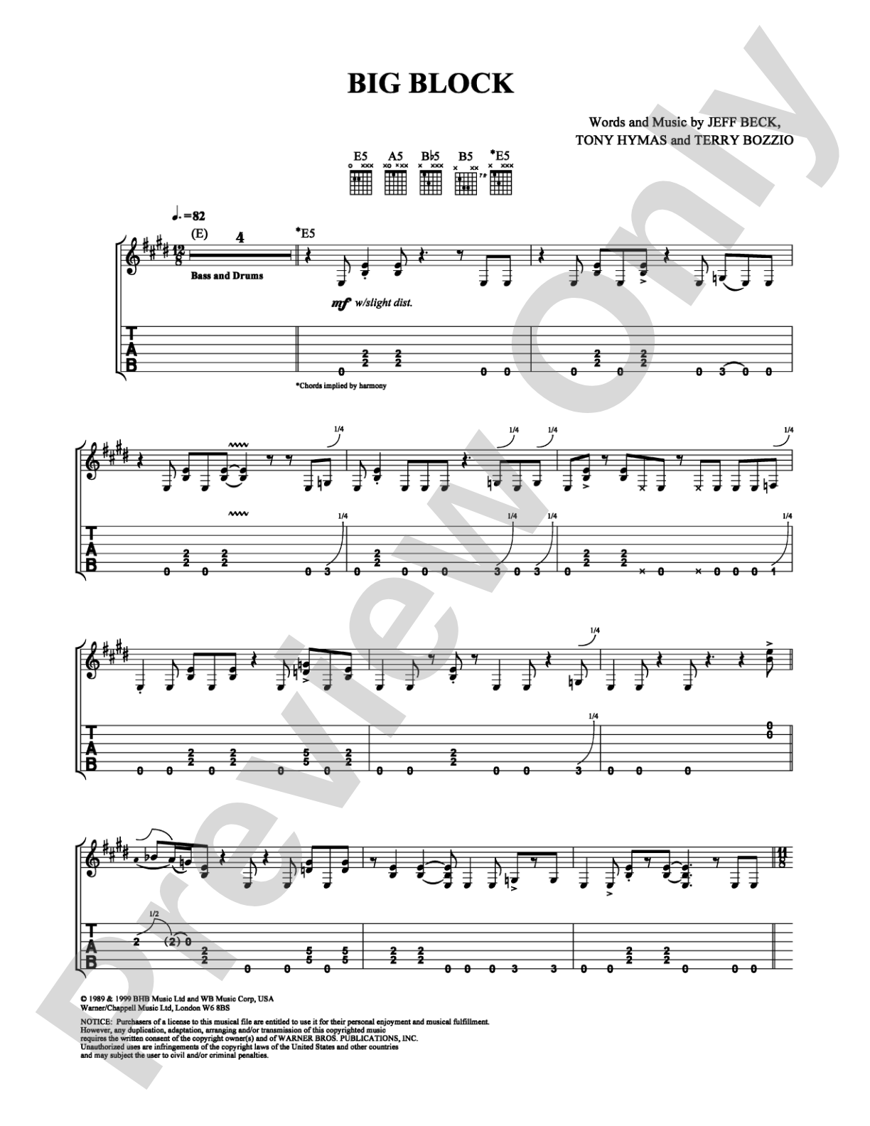Big Block: Guitar TAB Digital Sheet Music