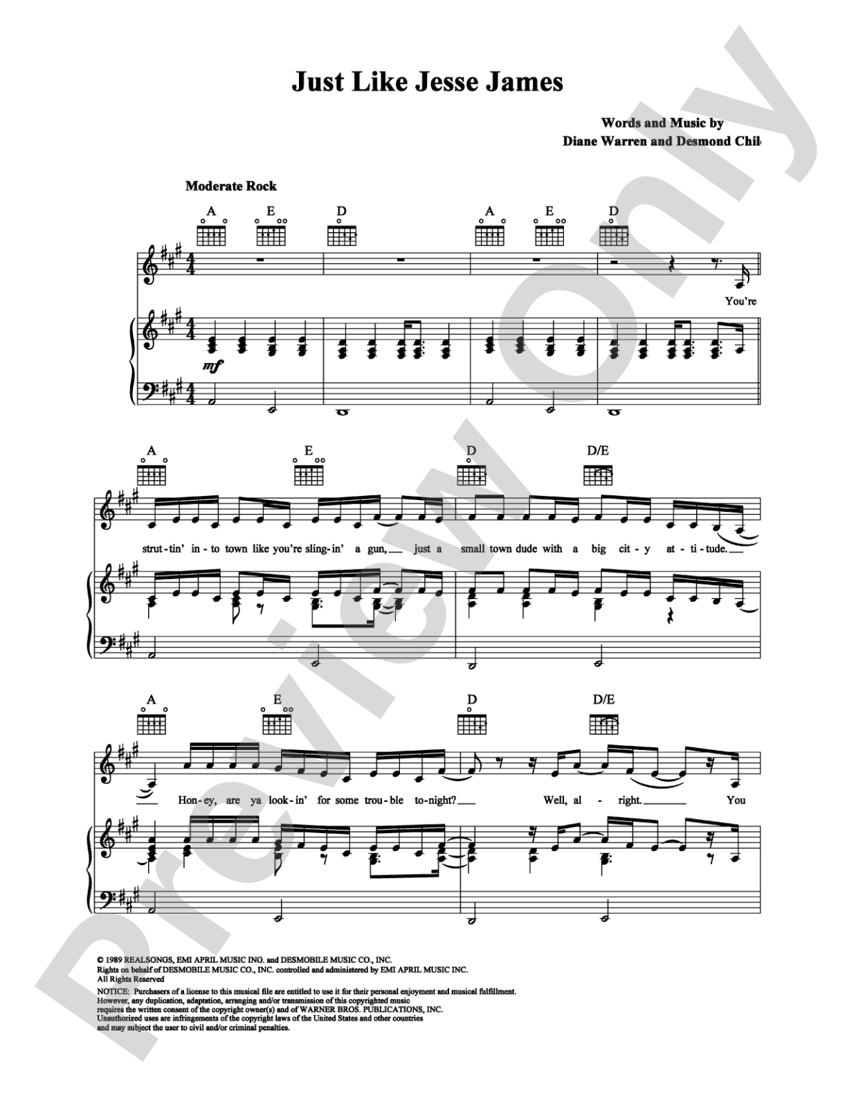 Just Like Jesse James: Piano/Vocal/Chords Digital Sheet Music