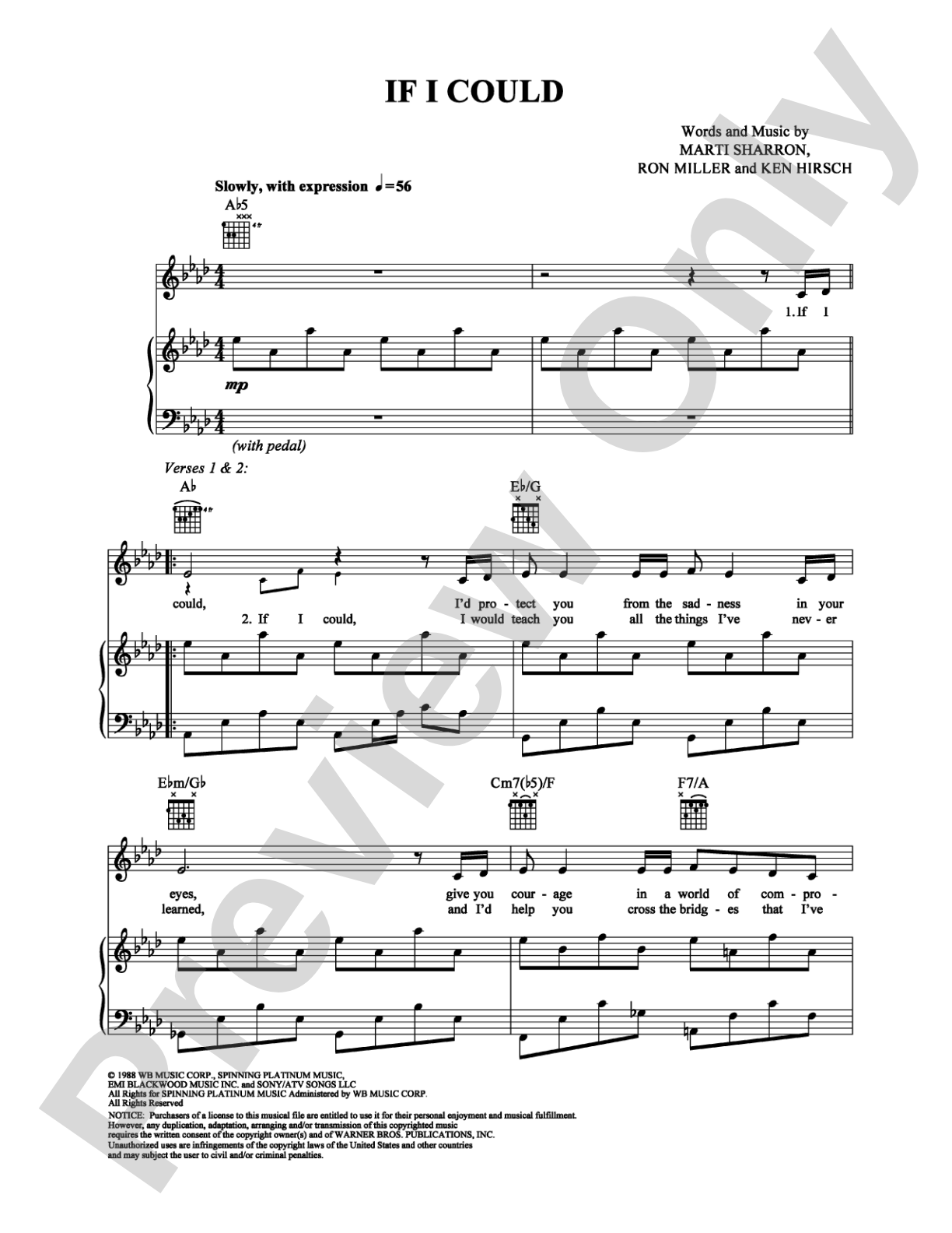 If I Could: Piano/Vocal/Chords Digital Sheet Music
