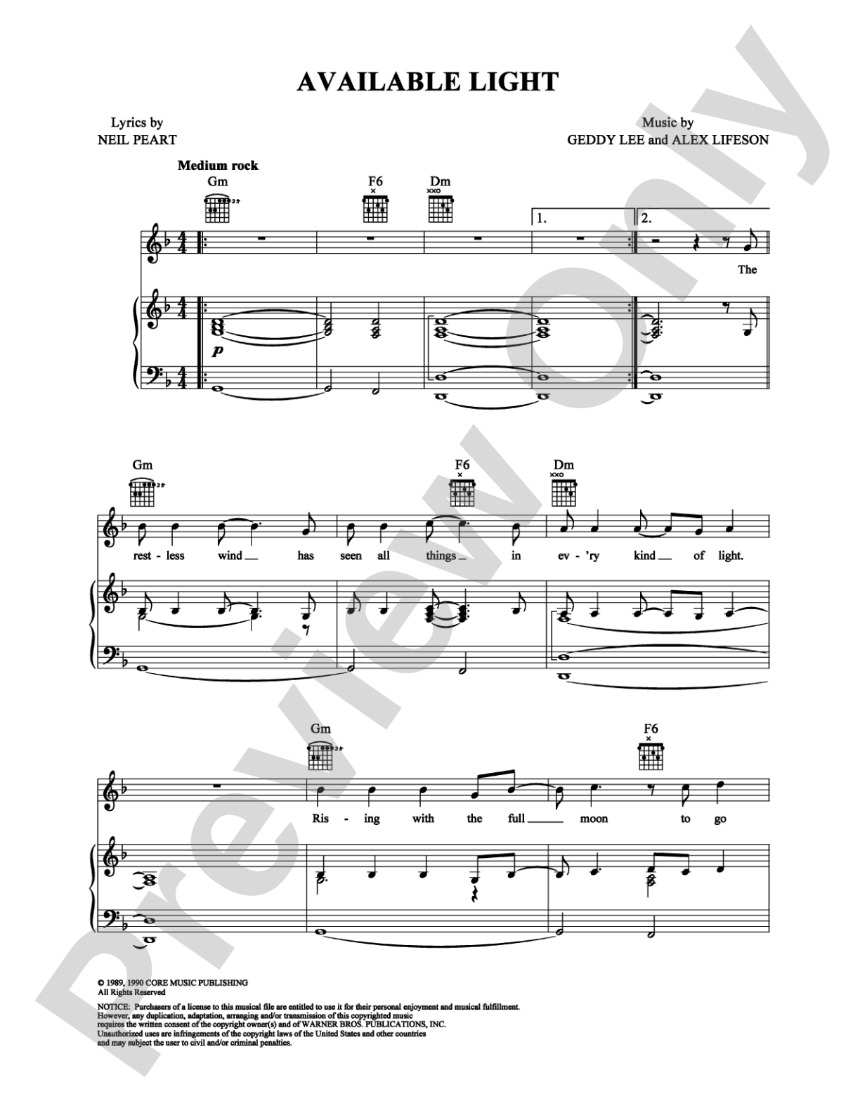 Available Light: Piano/Vocal/Chords Digital Sheet Music