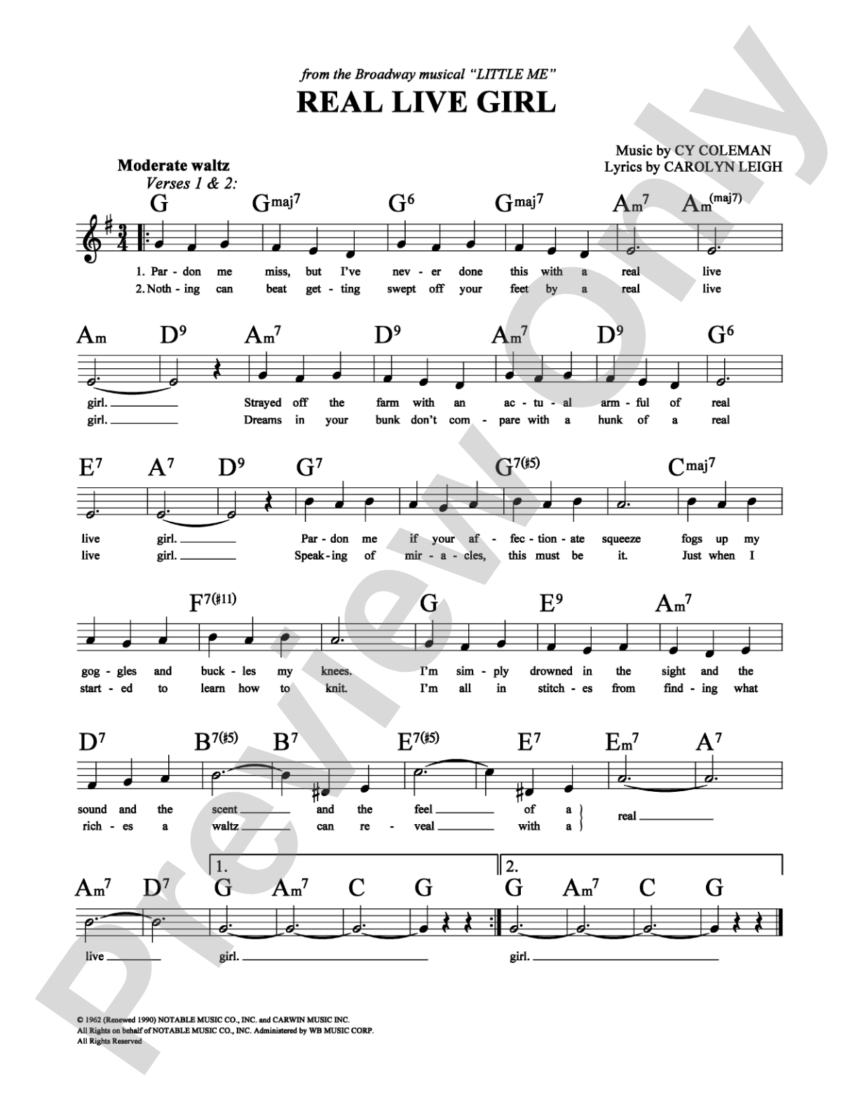 Real Live Girl: Lead Sheet Digital Sheet Music