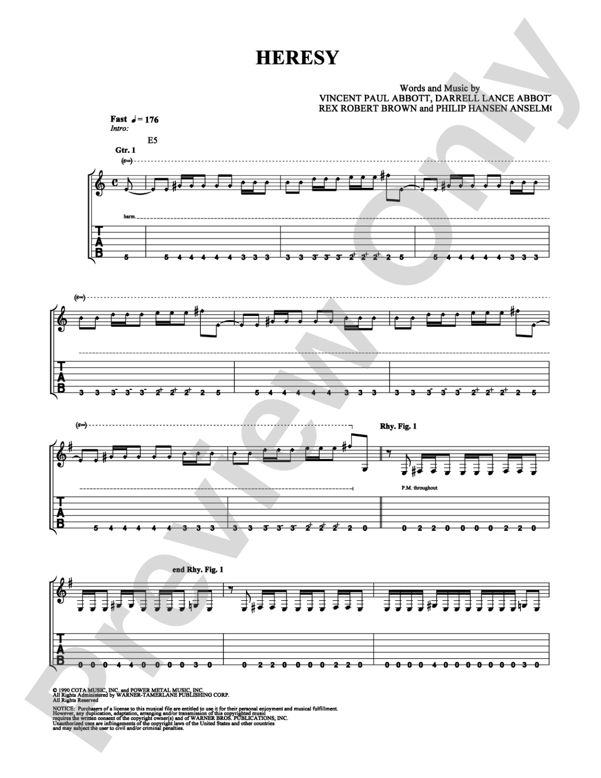 Heresy: Guitar TAB Digital Sheet Music
