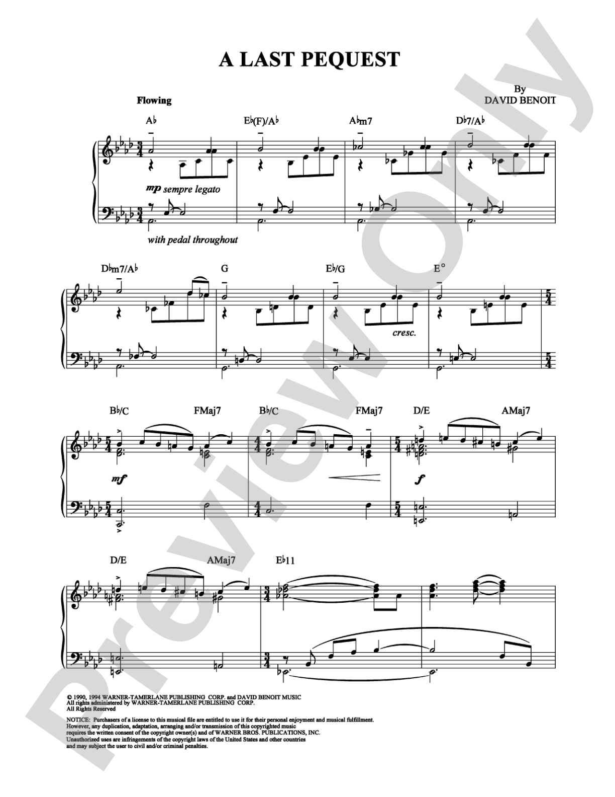 A Last Request: Piano Digital Sheet Music