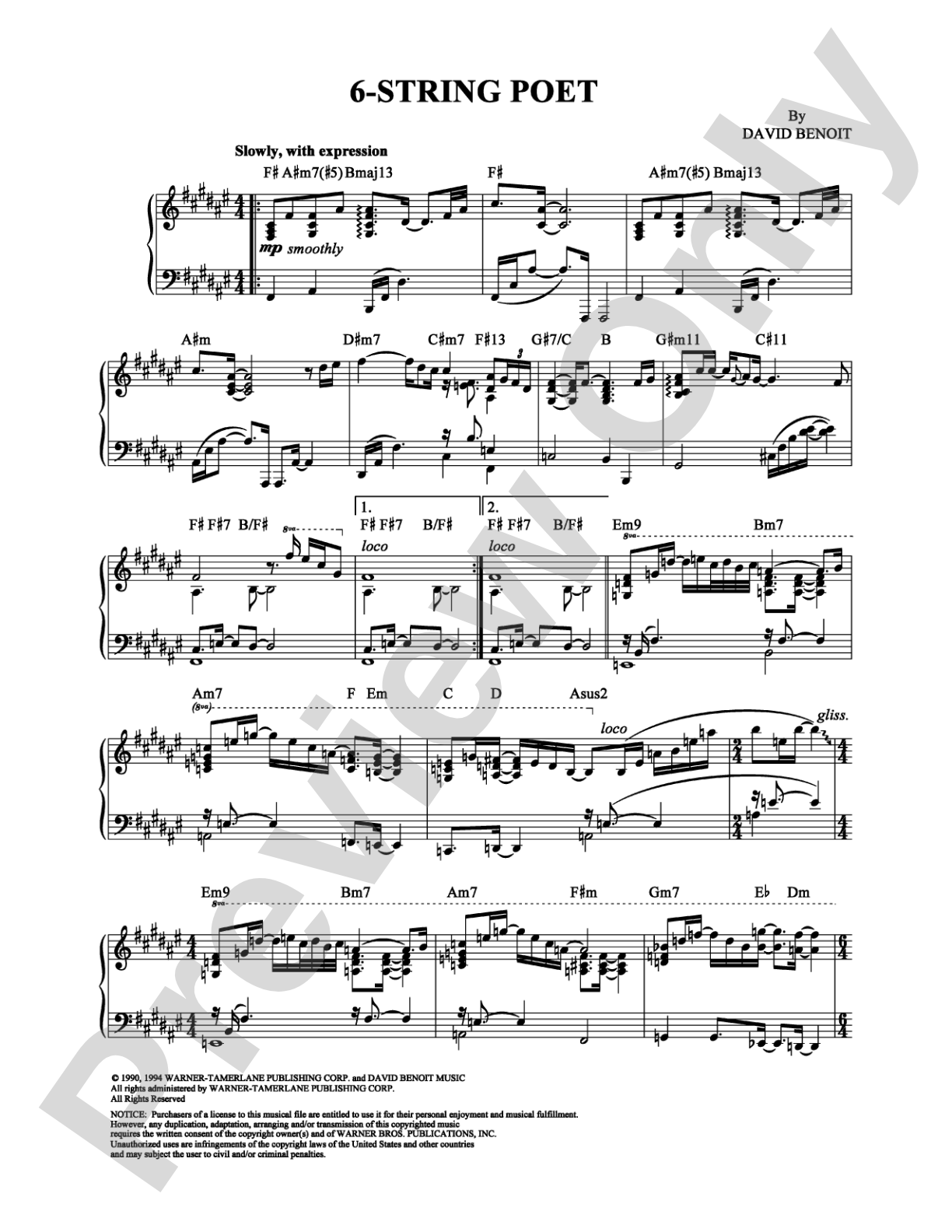 6-String Poet: Piano Digital Sheet Music