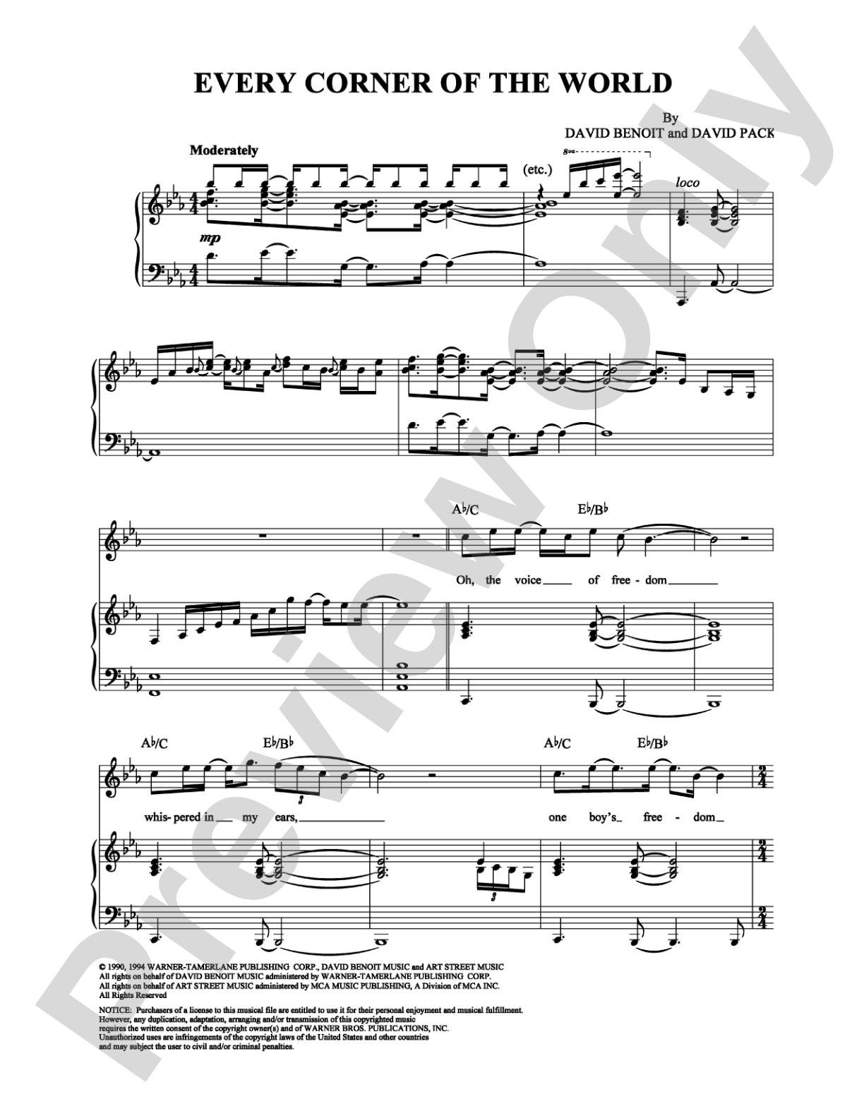Every Corner of the World: Piano Digital Sheet Music