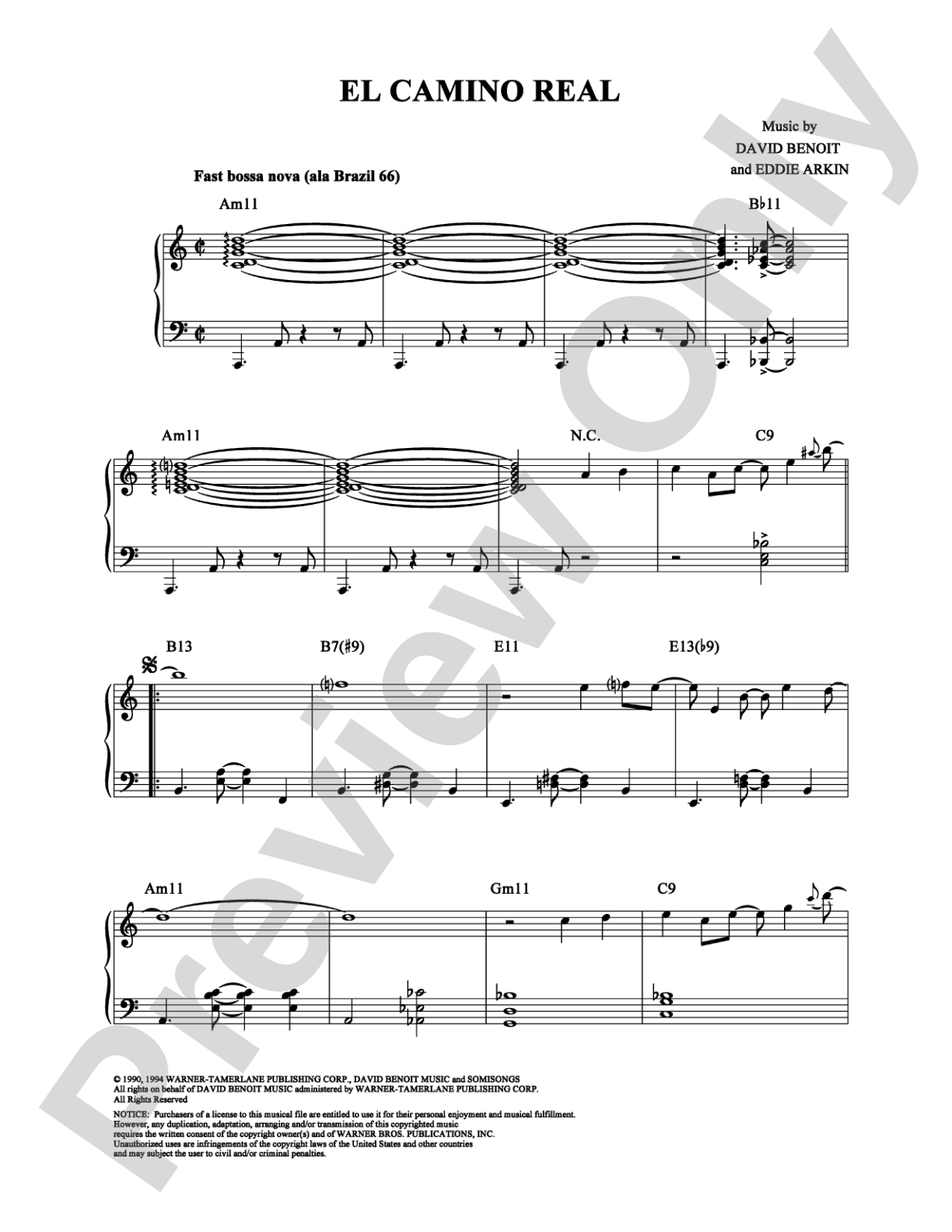 El Camino Real: Piano Digital Sheet Music