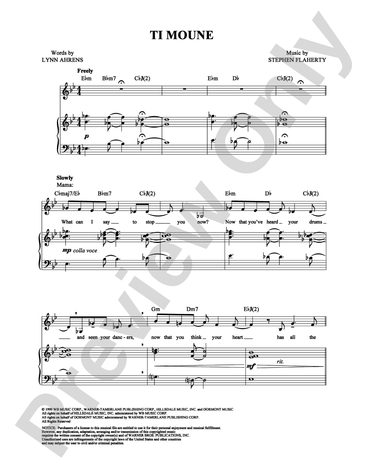 Ti Moune: Piano/Vocal/Chords Digital Sheet Music