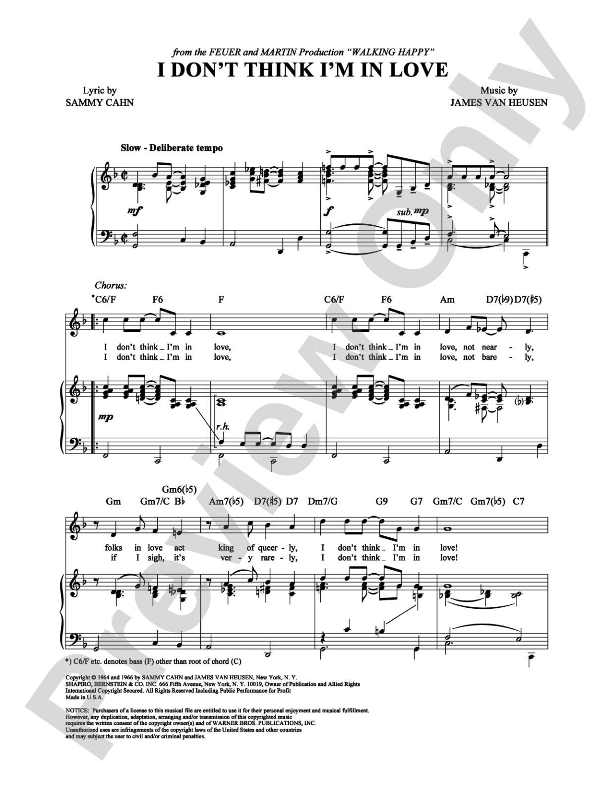 I Don't Think I'm in Love: Piano/Vocal/Chords Digital Sheet Music