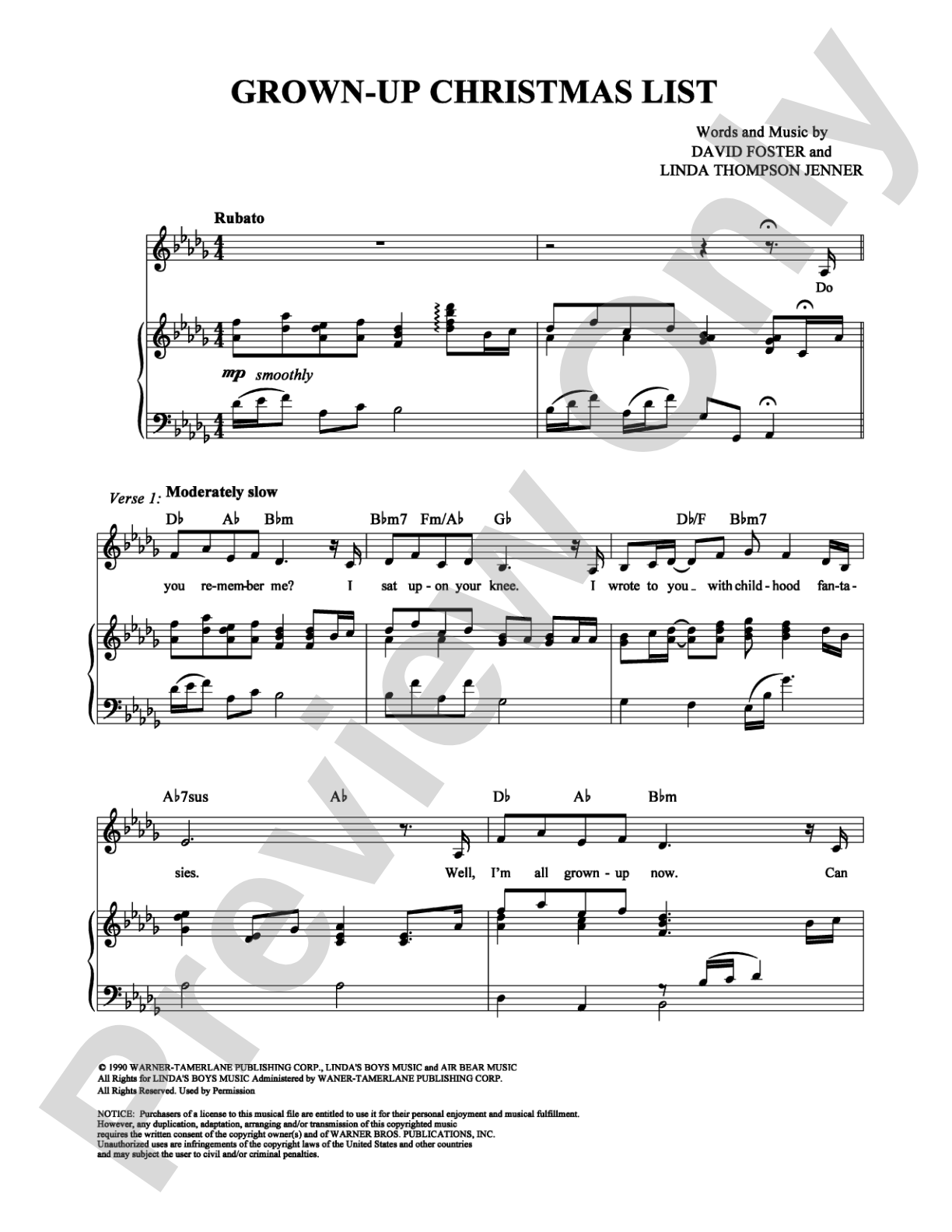 Grown-Up Christmas List: Piano/Vocal/Chords Digital Sheet Music
