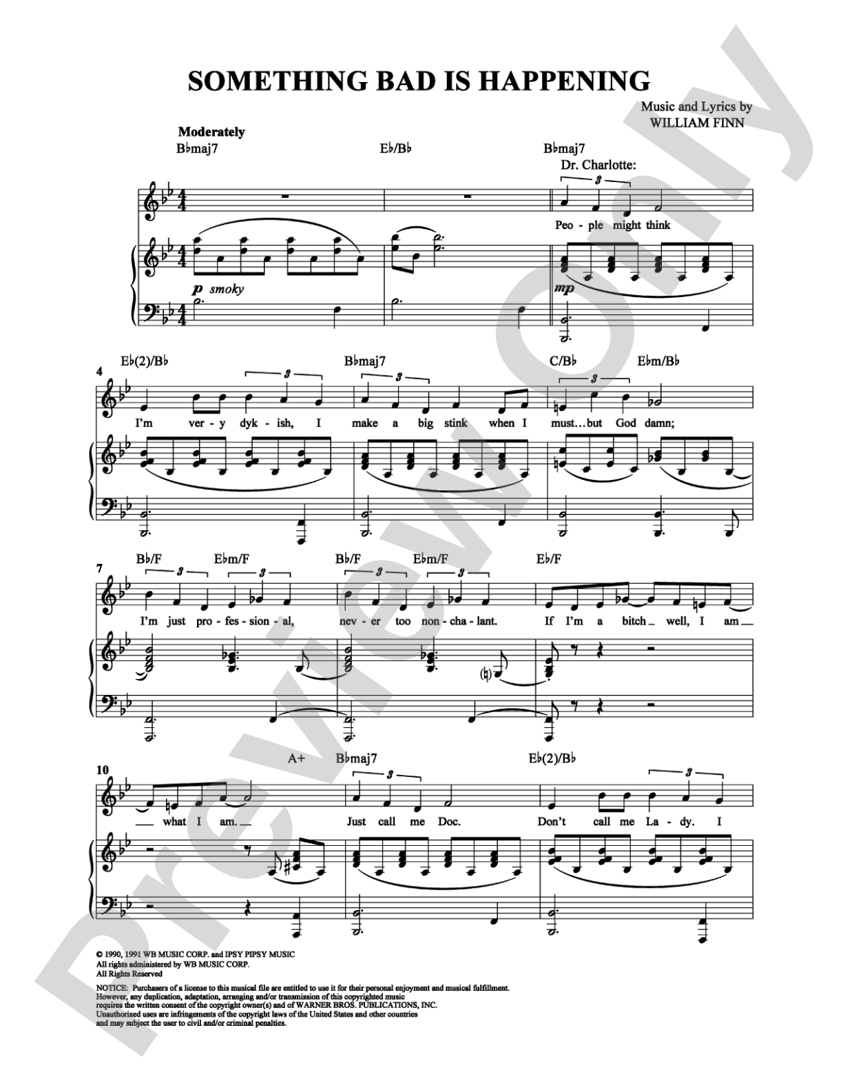 Something Bad is Happening: Piano/Vocal/Chords Digital Sheet Music