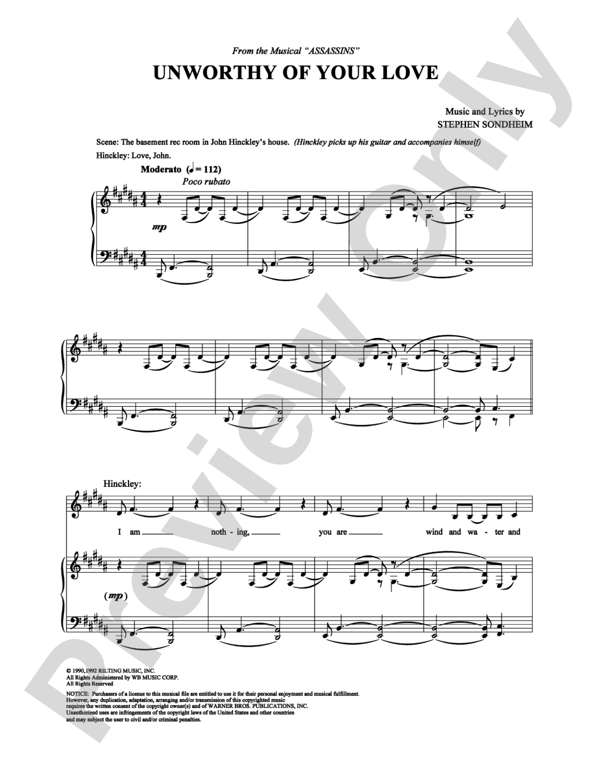 Unworthy of Your Love: Piano/Vocal/Chords Digital Sheet Music