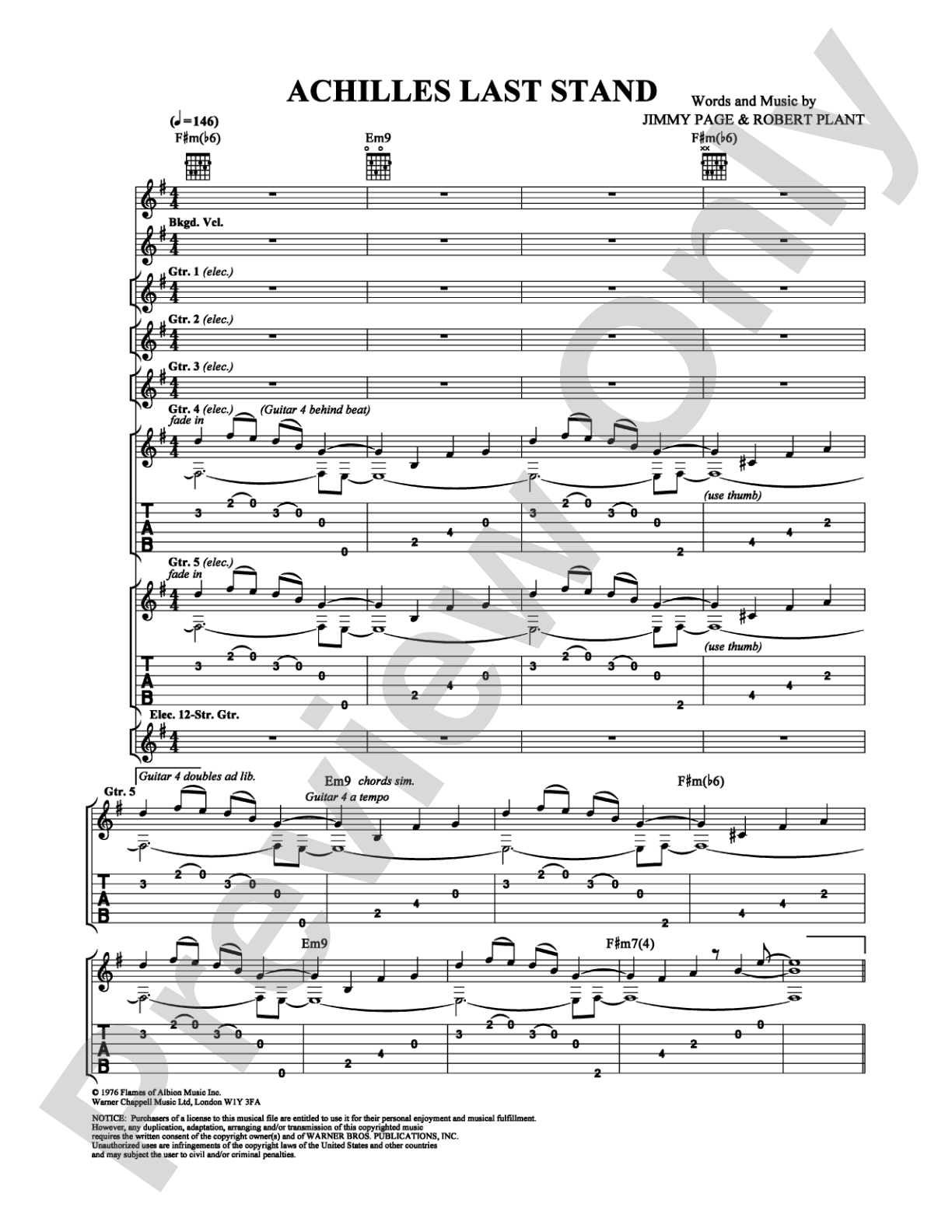 Achilles Last Stand: Guitar TAB Digital Sheet Music