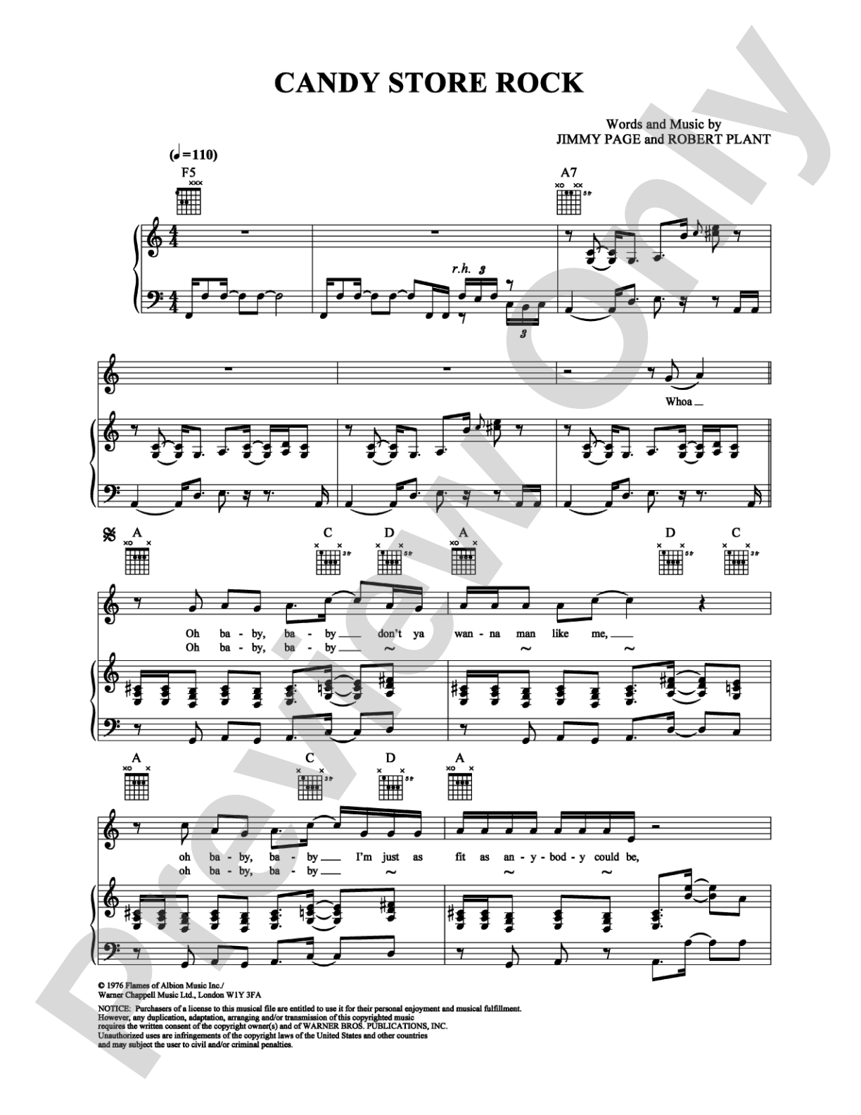 Candy Store Rock: Piano/Vocal/Chords Digital Sheet Music