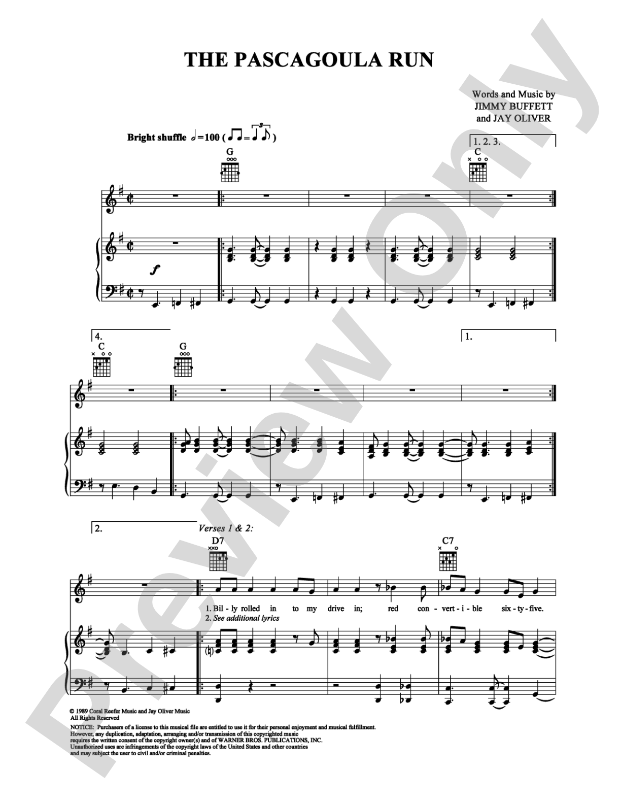 The Pascagoula Run: Piano/Vocal/Chords Digital Sheet Music