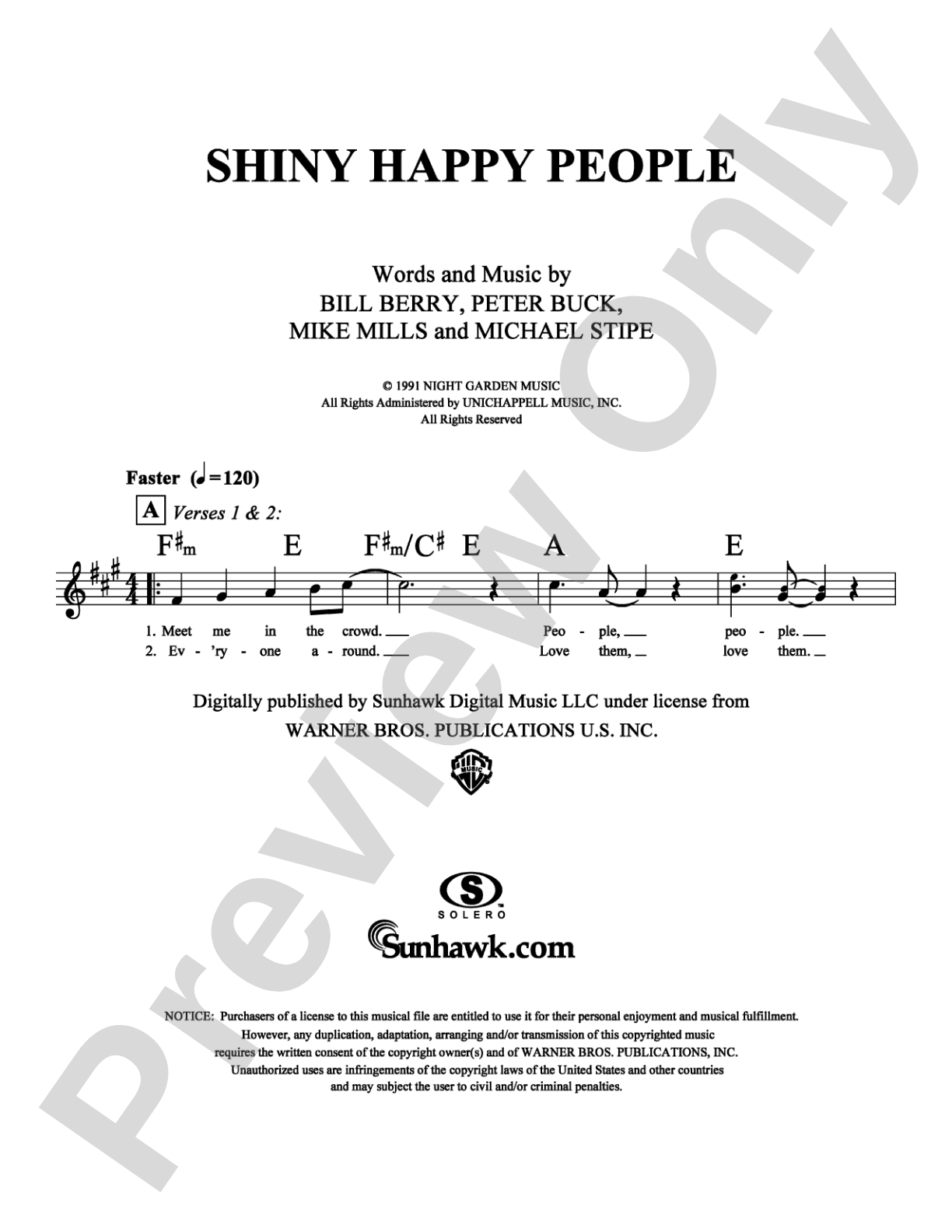 Shiny Happy People: Lead Sheet Digital Sheet Music