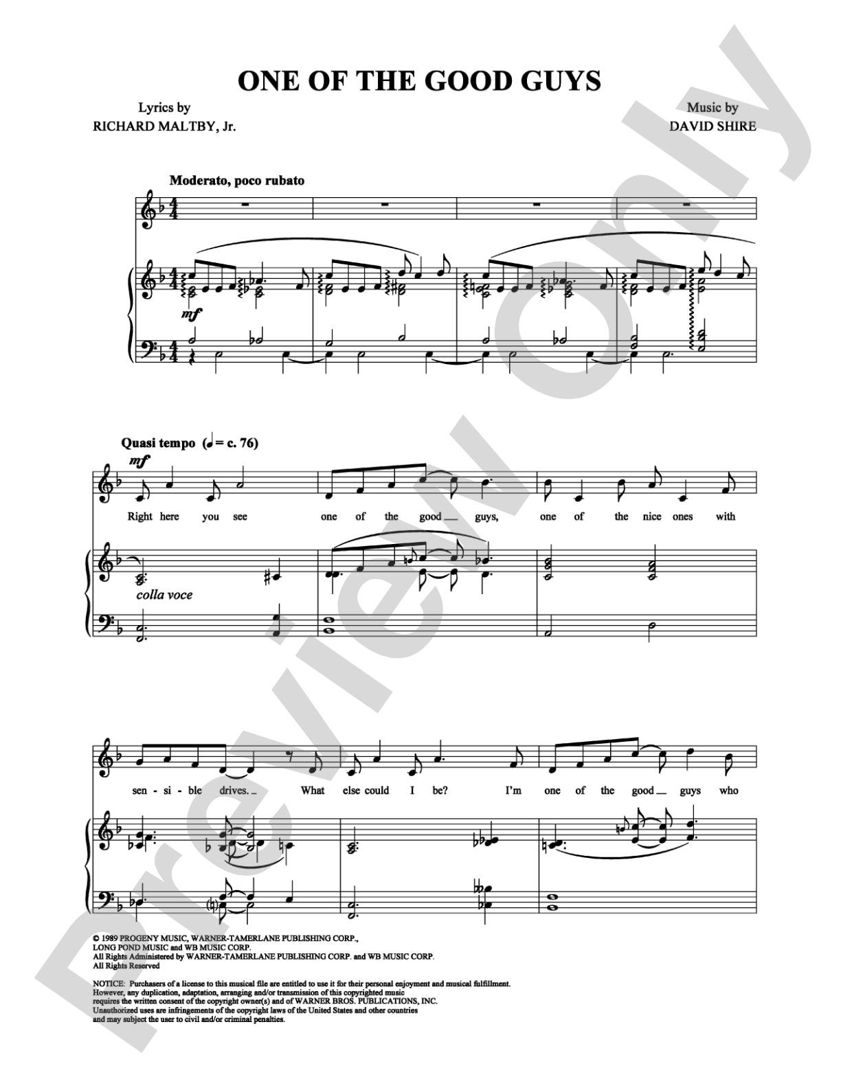 One Of The Good Guys: Piano/Vocal/Chords Digital Sheet Music