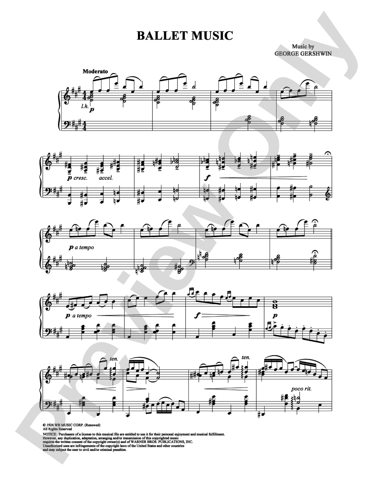 Ballet Music: Piano Digital Sheet Music