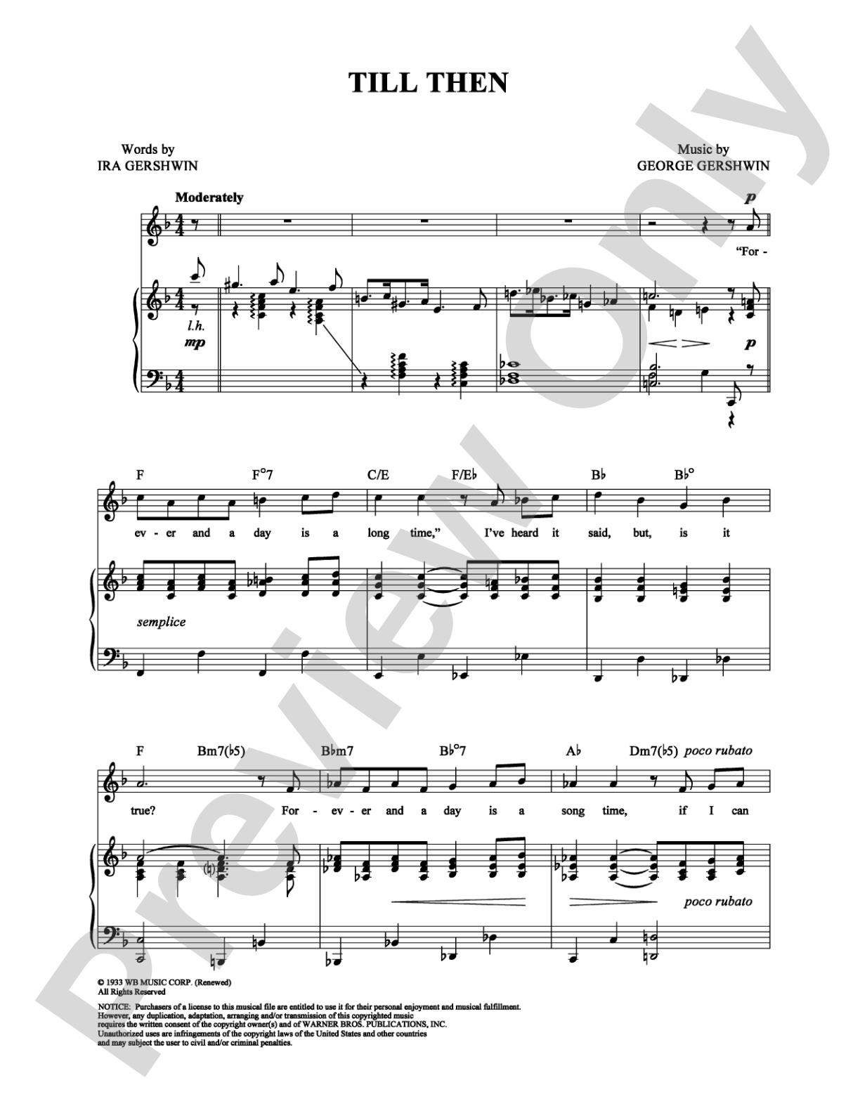 Till Then: Piano/Vocal/Chords Digital Sheet Music