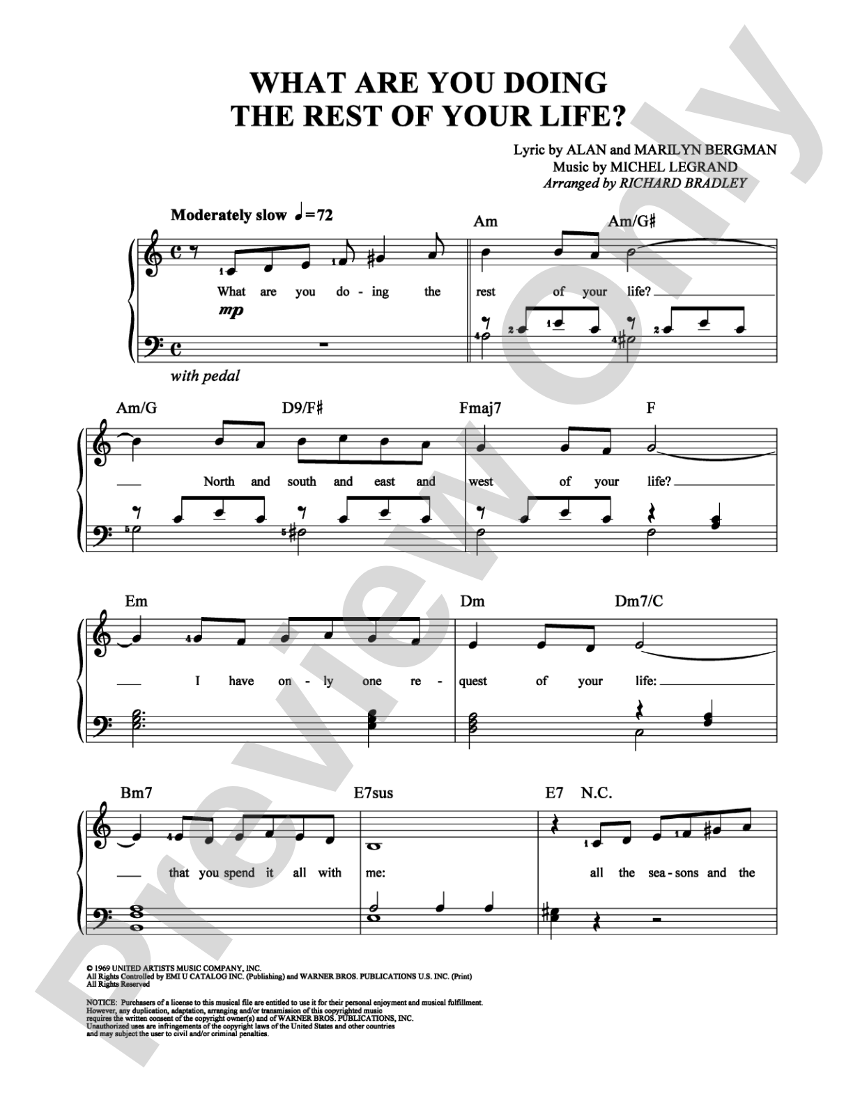 What Are You Doing the Rest of Your Life?: Easy Piano Digital Sheet Music
