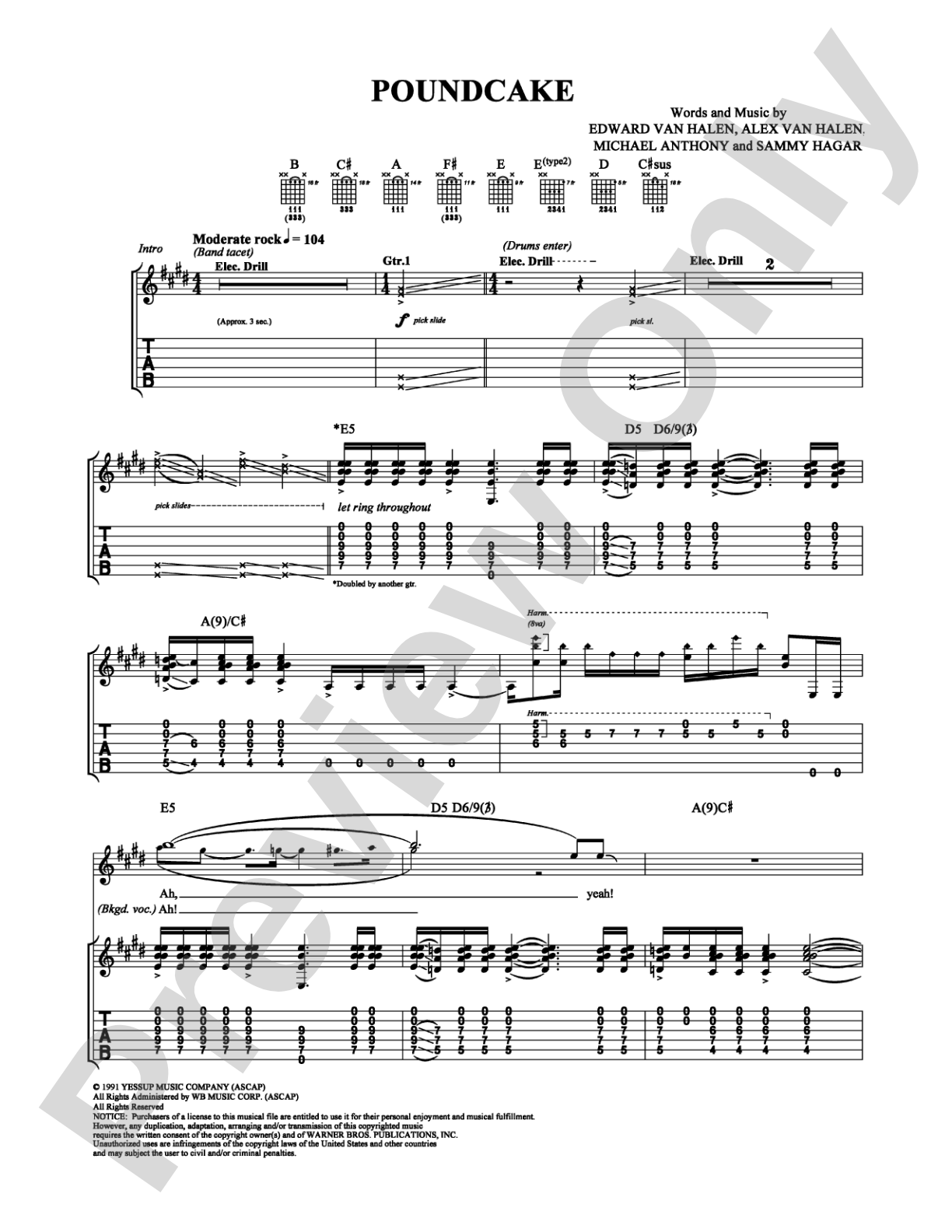 Poundcake: Guitar TAB Digital Sheet Music