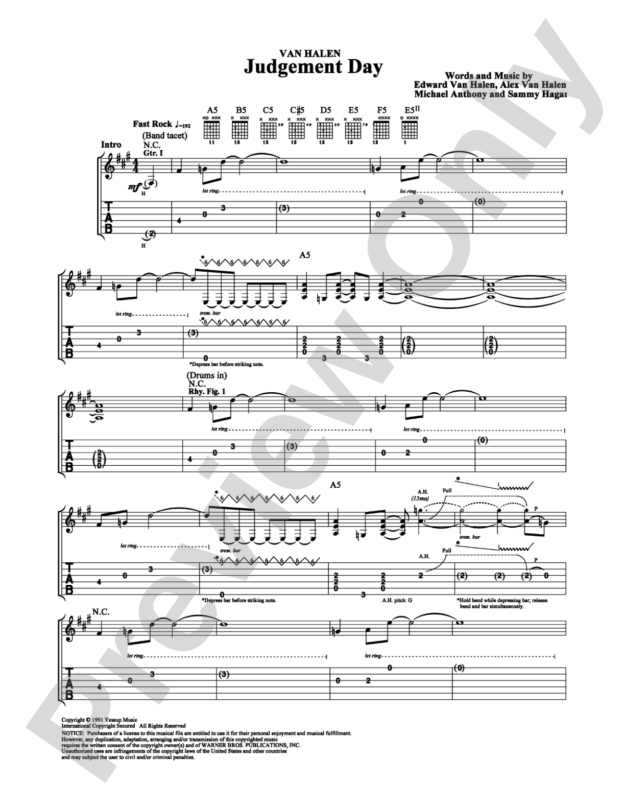Judgement Day: Guitar TAB Digital Sheet Music
