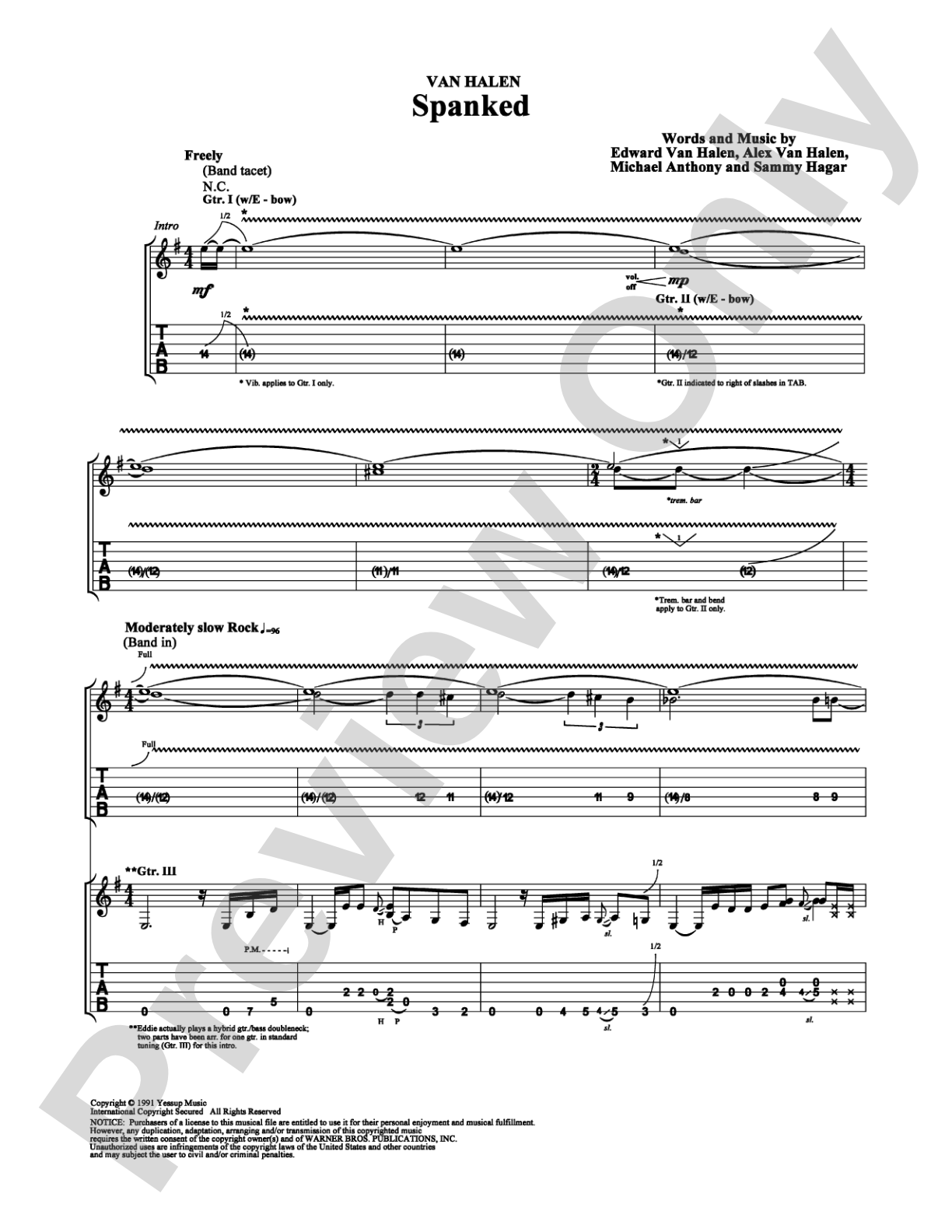 Spanked: Guitar TAB Digital Sheet Music