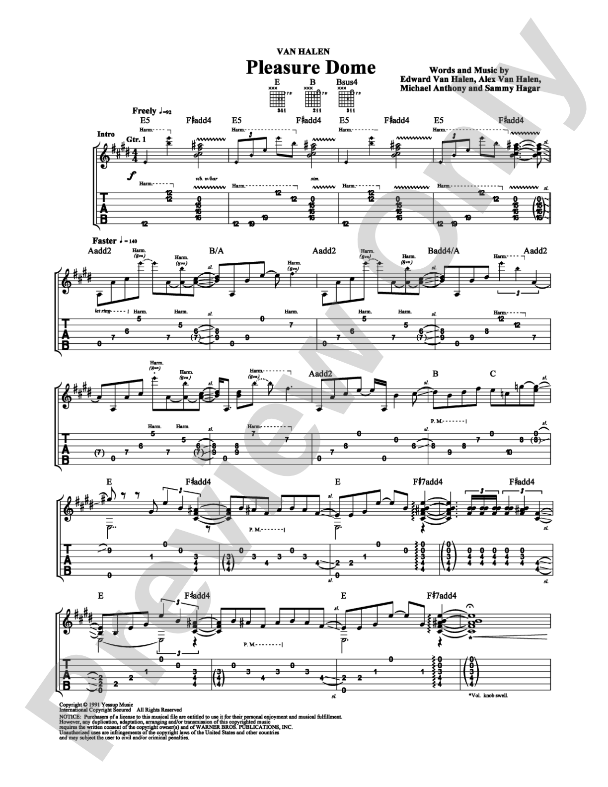 Pleasure Dome: Guitar TAB Digital Sheet Music