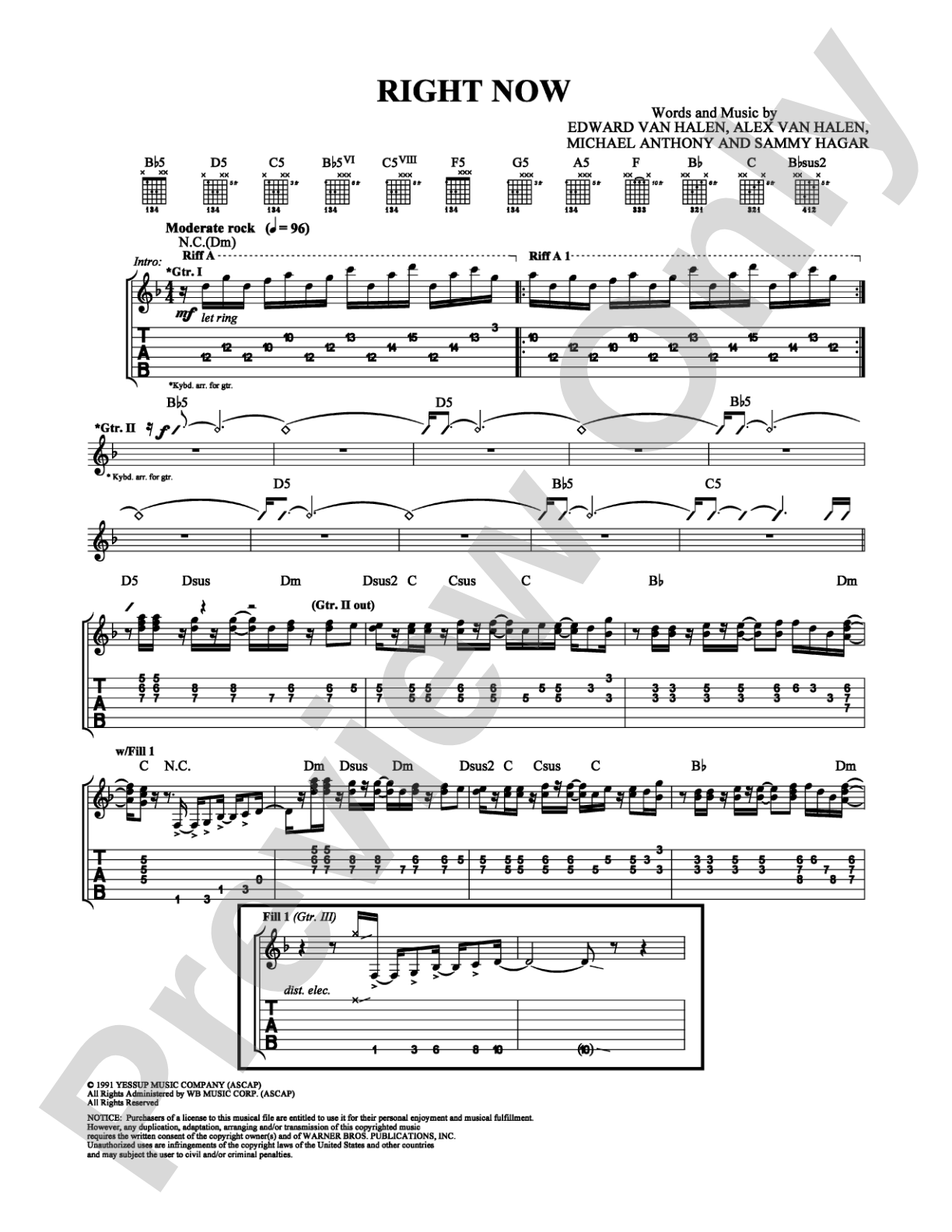 Right Now: Guitar TAB Digital Sheet Music