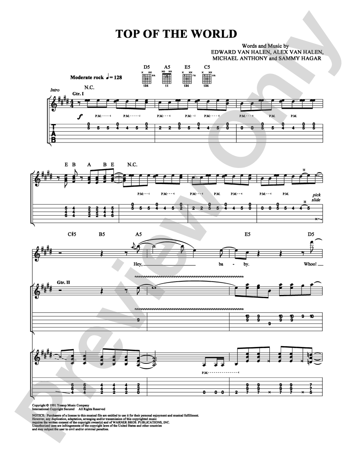 Top of the World: Guitar TAB Digital Sheet Music