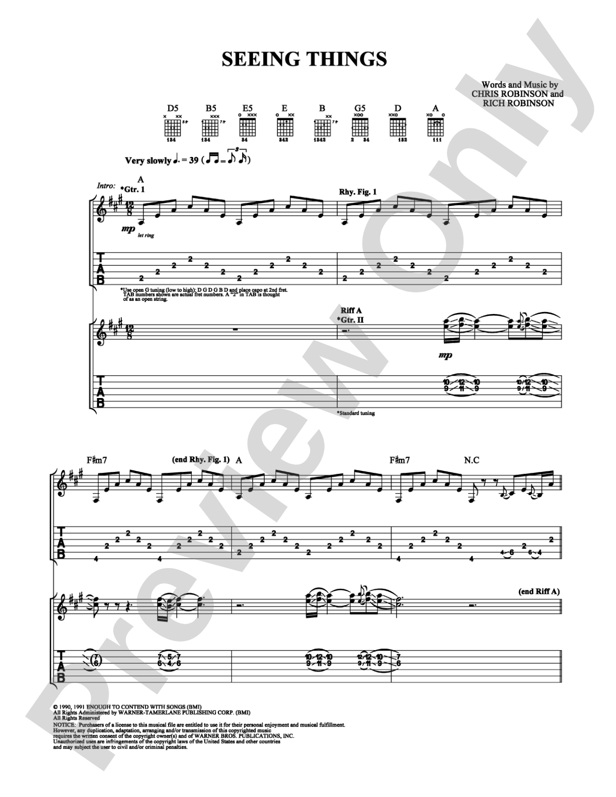 Seeing Things: Guitar TAB Digital Sheet Music